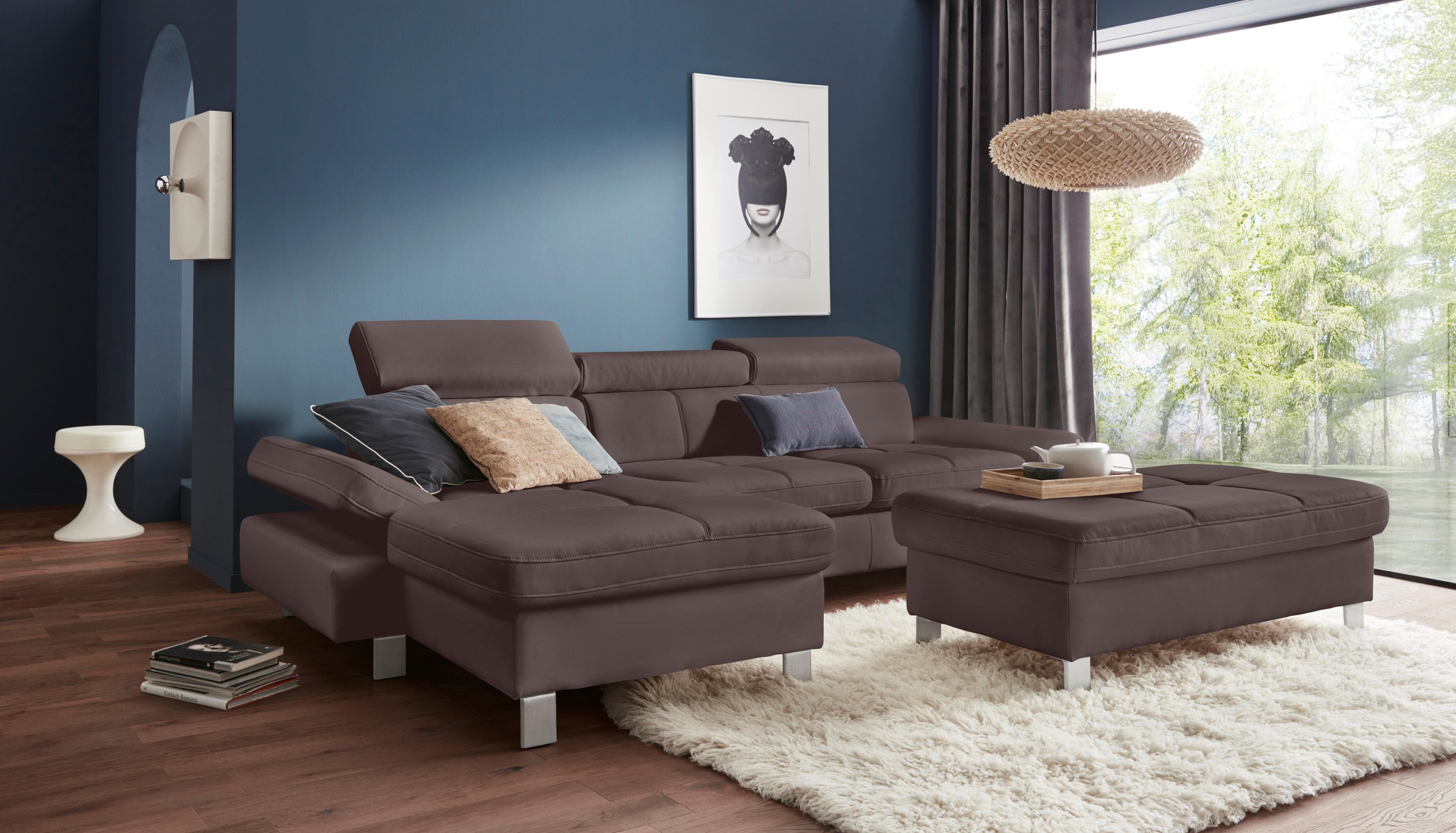exxpo - sofa fashion Ecksofa »Fiji, hochwertige Detailverarbeitung im Sitz und Rücken, L-Form«, bequem durch Kopf- und Armteilverstellung, wahlweise mit Bettfunktion