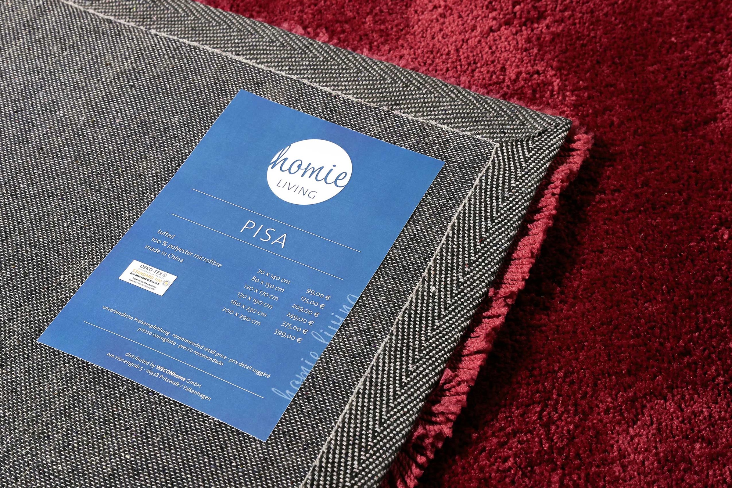 Homie Living Teppich »Pisa«, rund, 25 mm Höhe, Hochflor, Microfaser, uni, weich, Shaggy, Wohnzimmer, Schlafzimmer