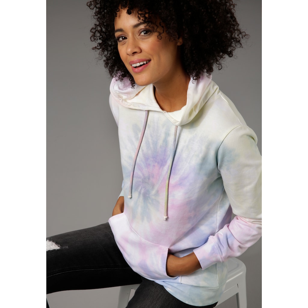Aniston CASUAL Sweatshirt, mit pastellfarbenen Batik-Druck
