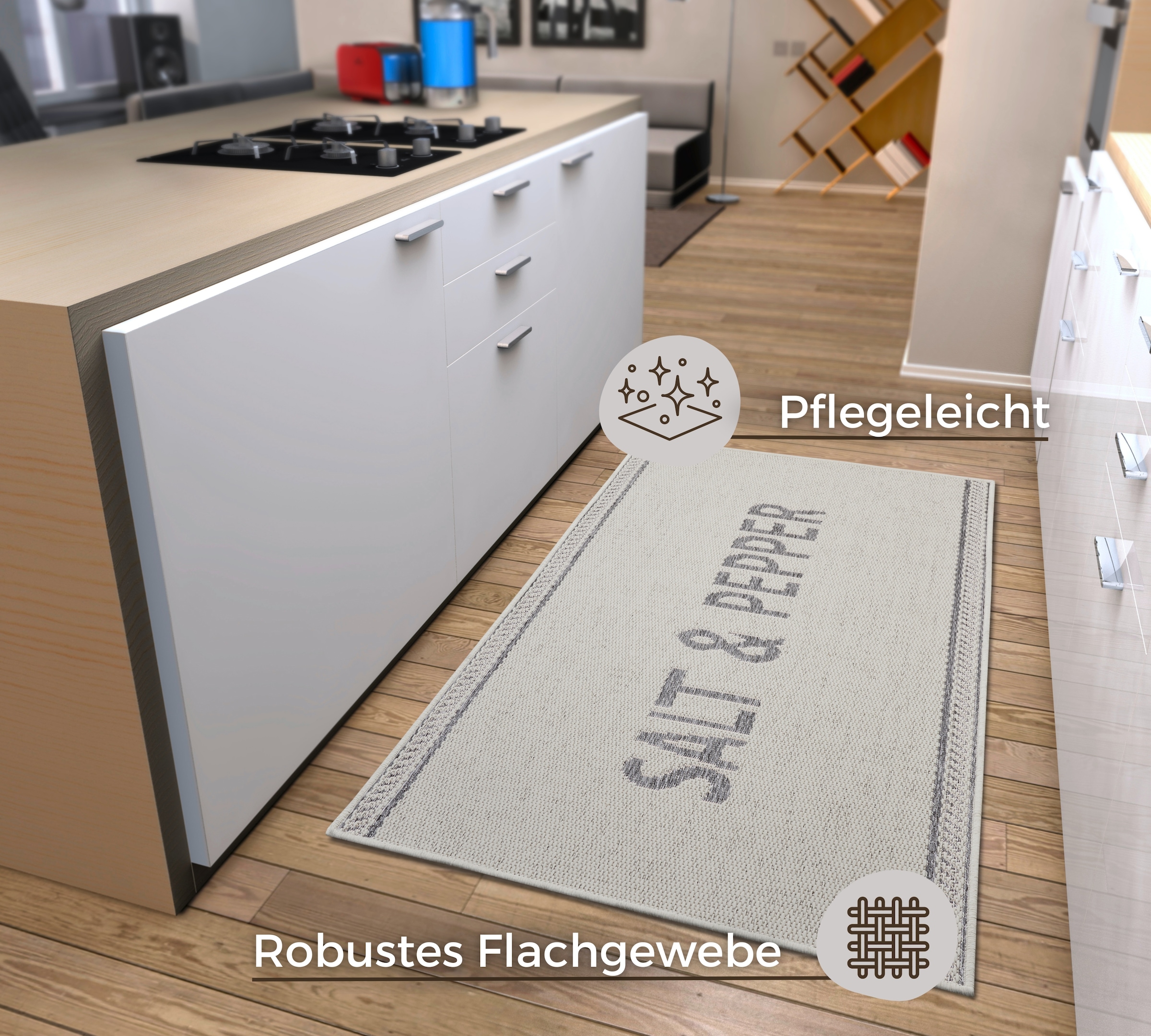 HANSE Home Küchenläufer »Salt & Pepper«, rechteckig, 5 mm Höhe, Läufer, Rutschfest, Küchenteppich, Küche, Teppich, Pflegeleicht