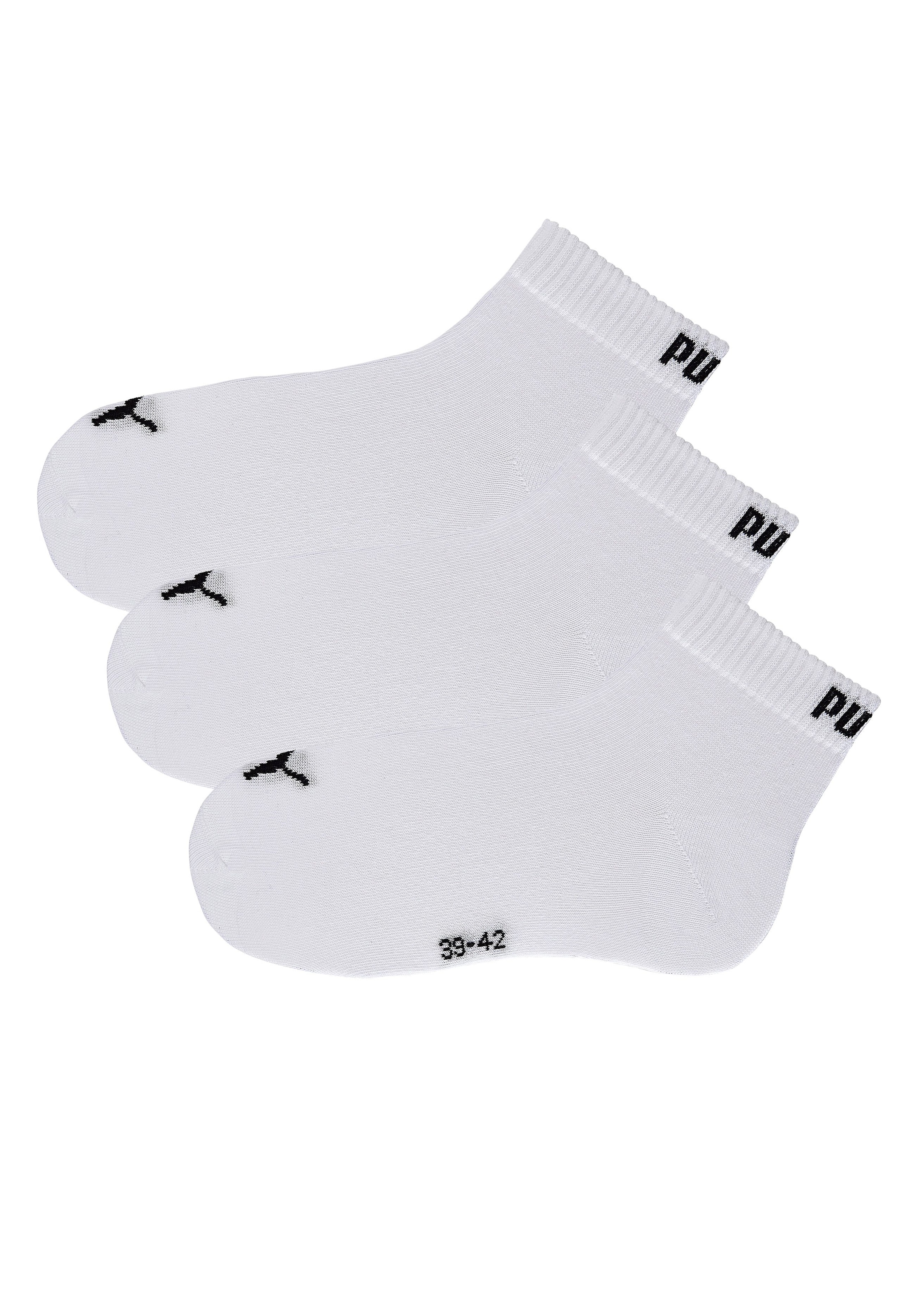 PUMA Kurzsocken, (3 Paar), Atmungsaktiv, Rippenbündchen, weiche Baumwollmischung