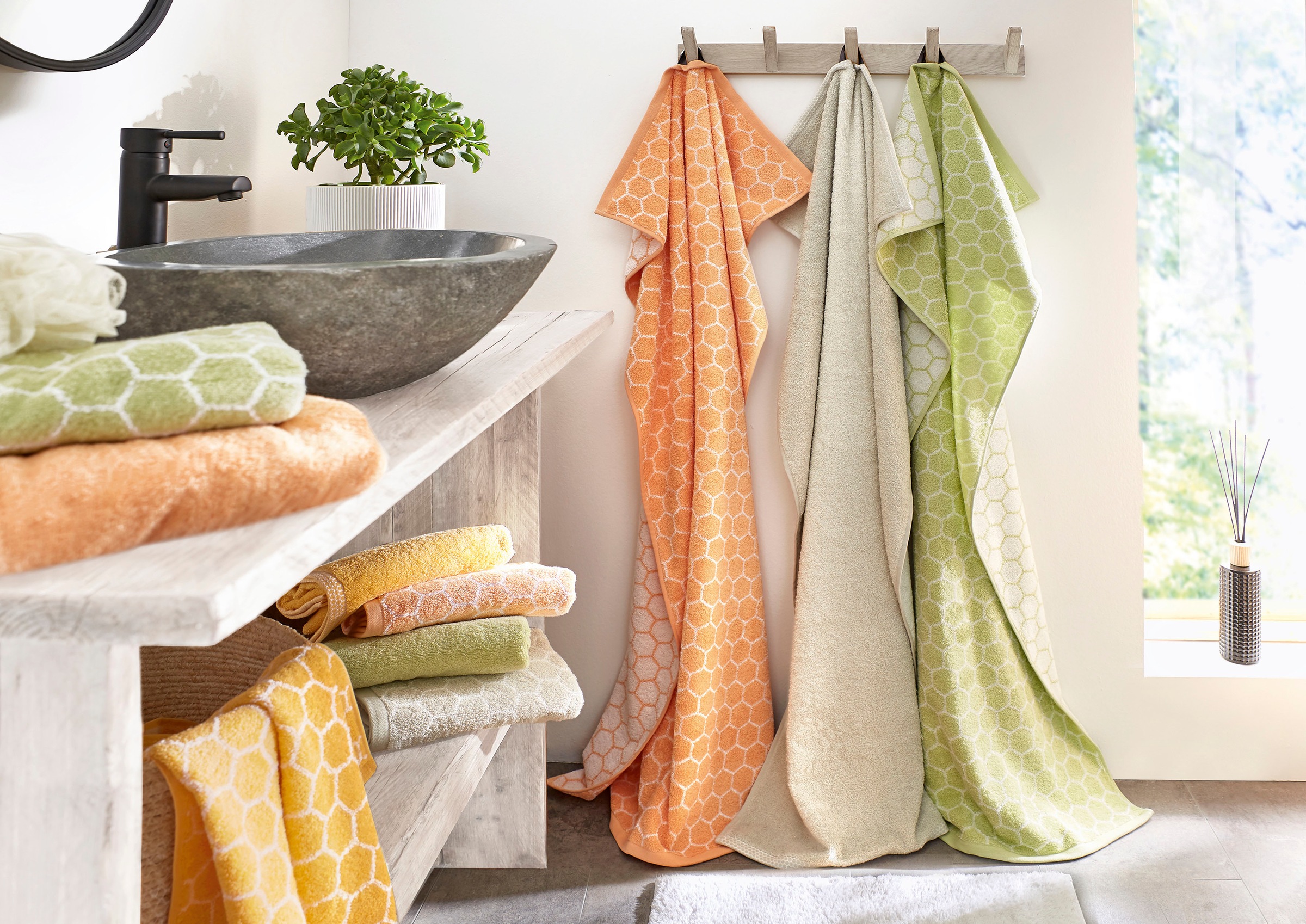 Dyckhoff Handtuch Set »Pure Natural Honey« Set 3 Stk. Frottier 2 Handtücher günstig online kaufen