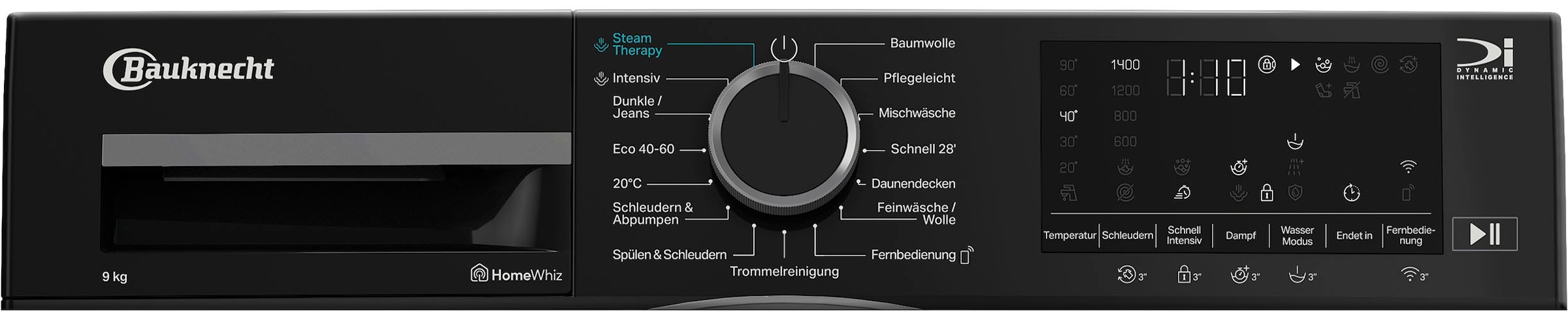 BAUKNECHT Waschmaschine »B WM Smart Eco 9A« 9 kg 1400 U/min Adaptive Wash – Intelligente Anpassung für perfekte Waschergebnisse