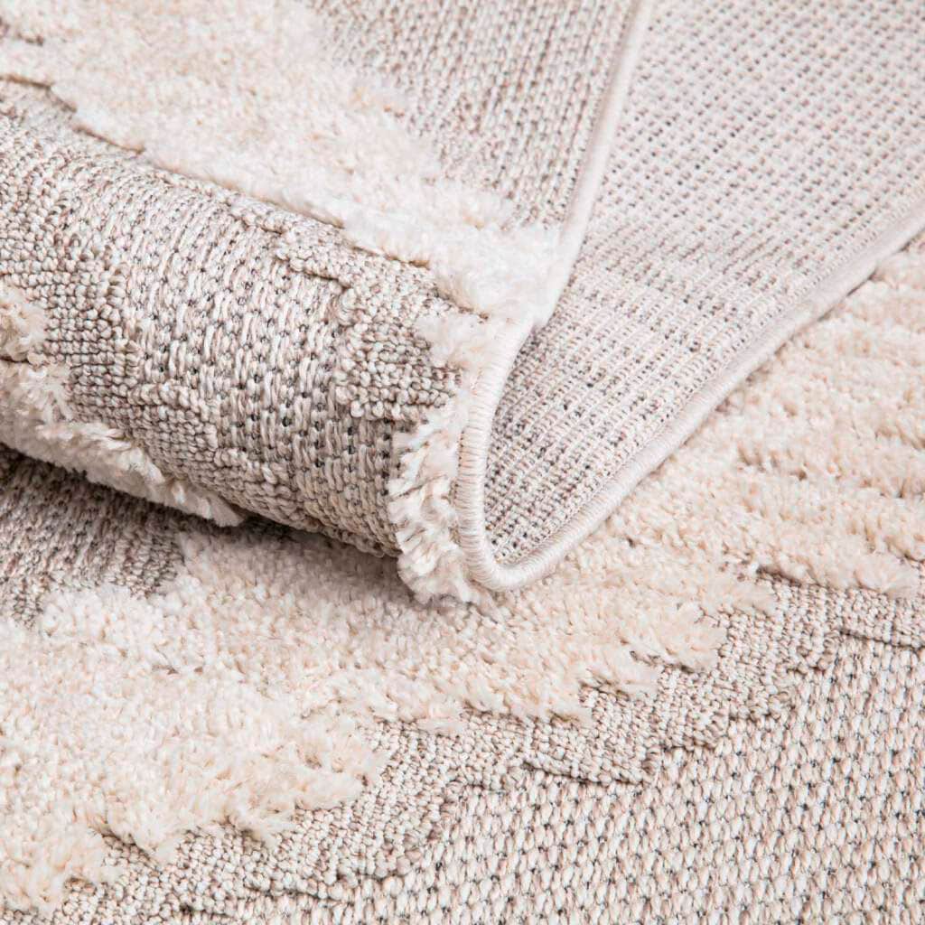 Carpet City Hochflor-Teppich »Valencia 813«, rechteckig, 20 mm Höhe, Läufer, Boho-Stil, 3D-Effekt, Raute, Hoch-Tief-Struktur, mit Fransen