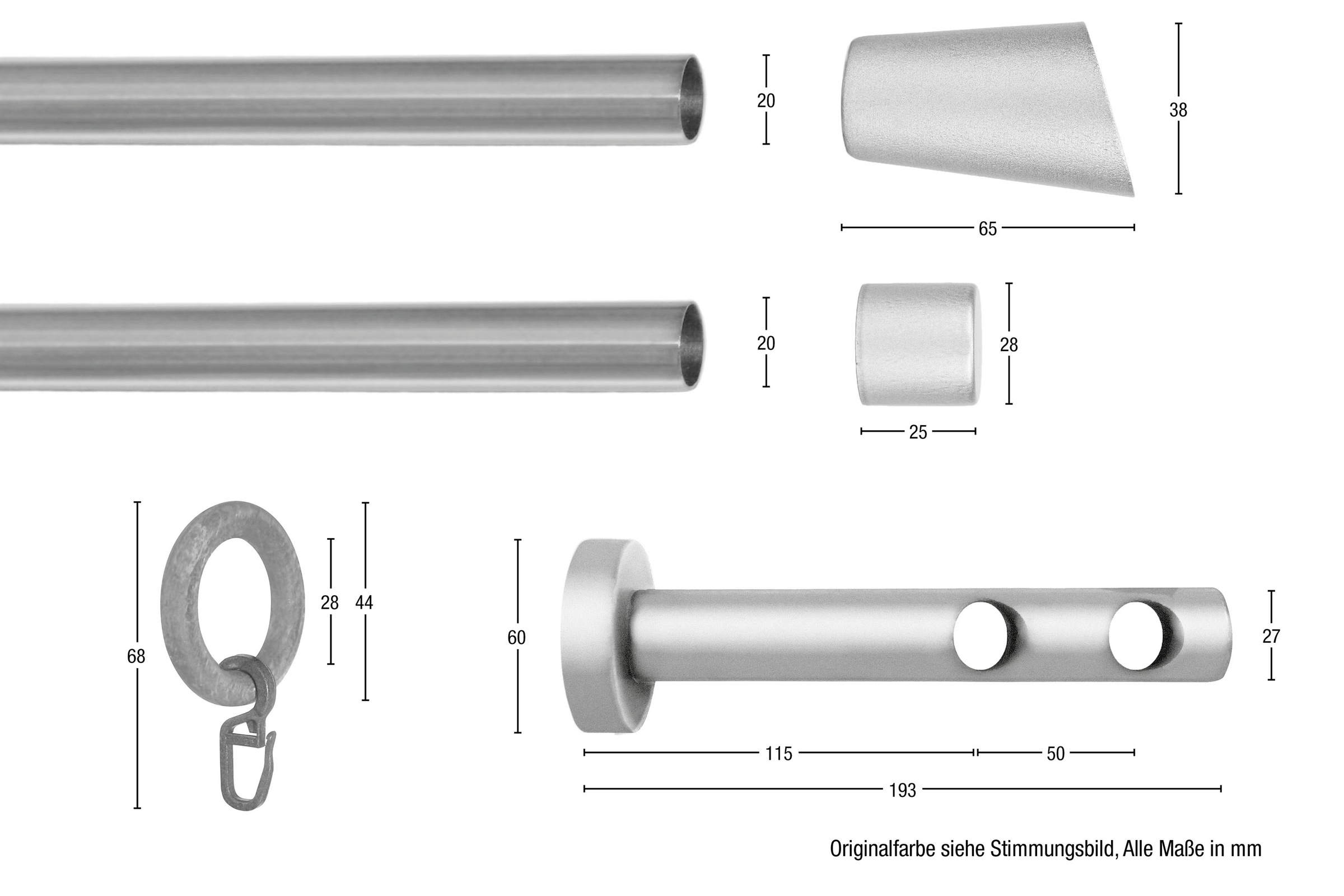 GARESA Gardinenstange »CLASSICO MOLIS«, 2 läufig-läufig, Wunschmaßlänge, Vorhanggarnitur, verlängerbar, Wandmontage, Keil, mit Ringe und Haken