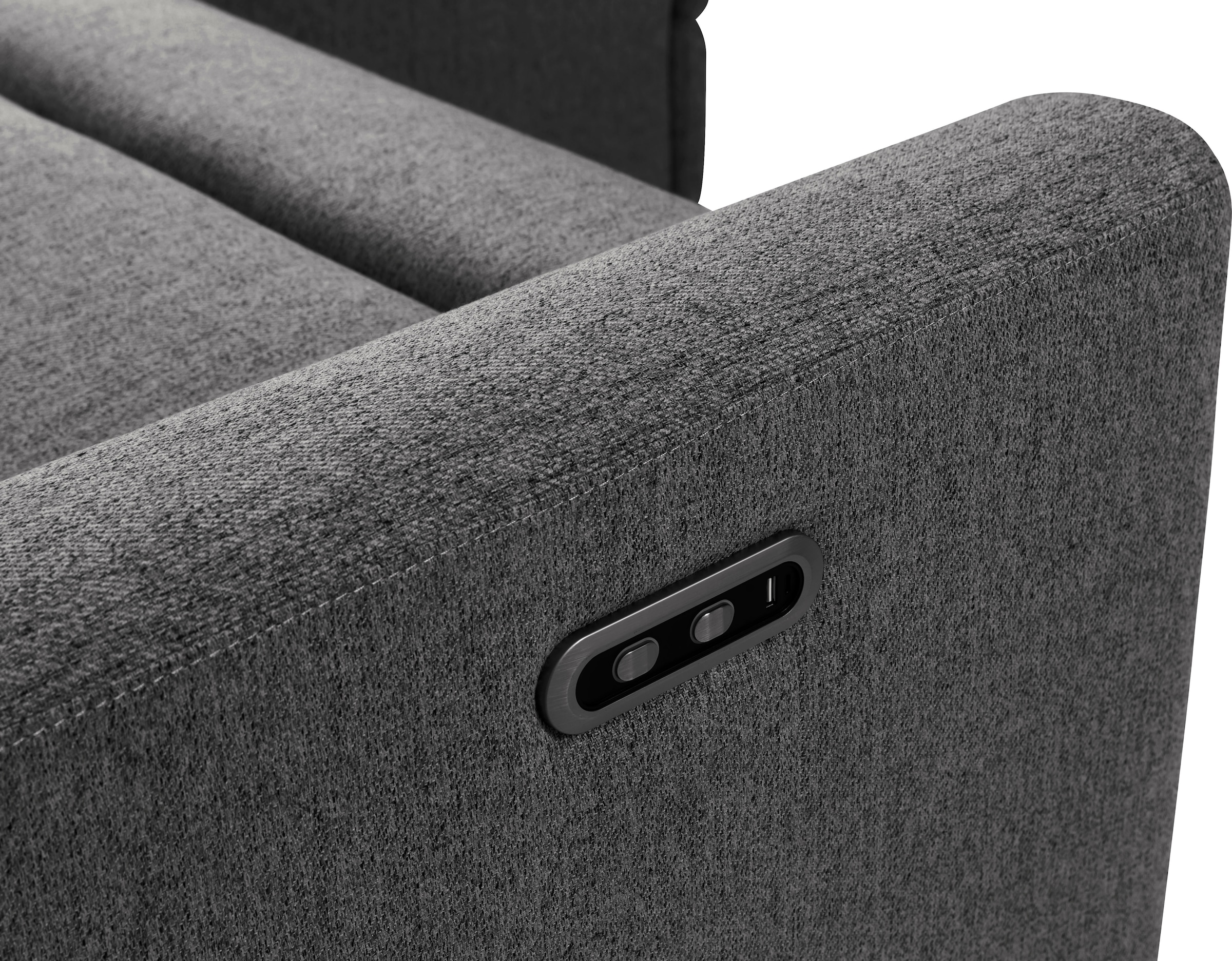 INOSIGN Ecksofa »JENNA, L-Form, 209cm, manuelle u. elektrische Funktion, mit USB A/C,«, Liegefunktion 105°-150°, Federkern, Struktur fein