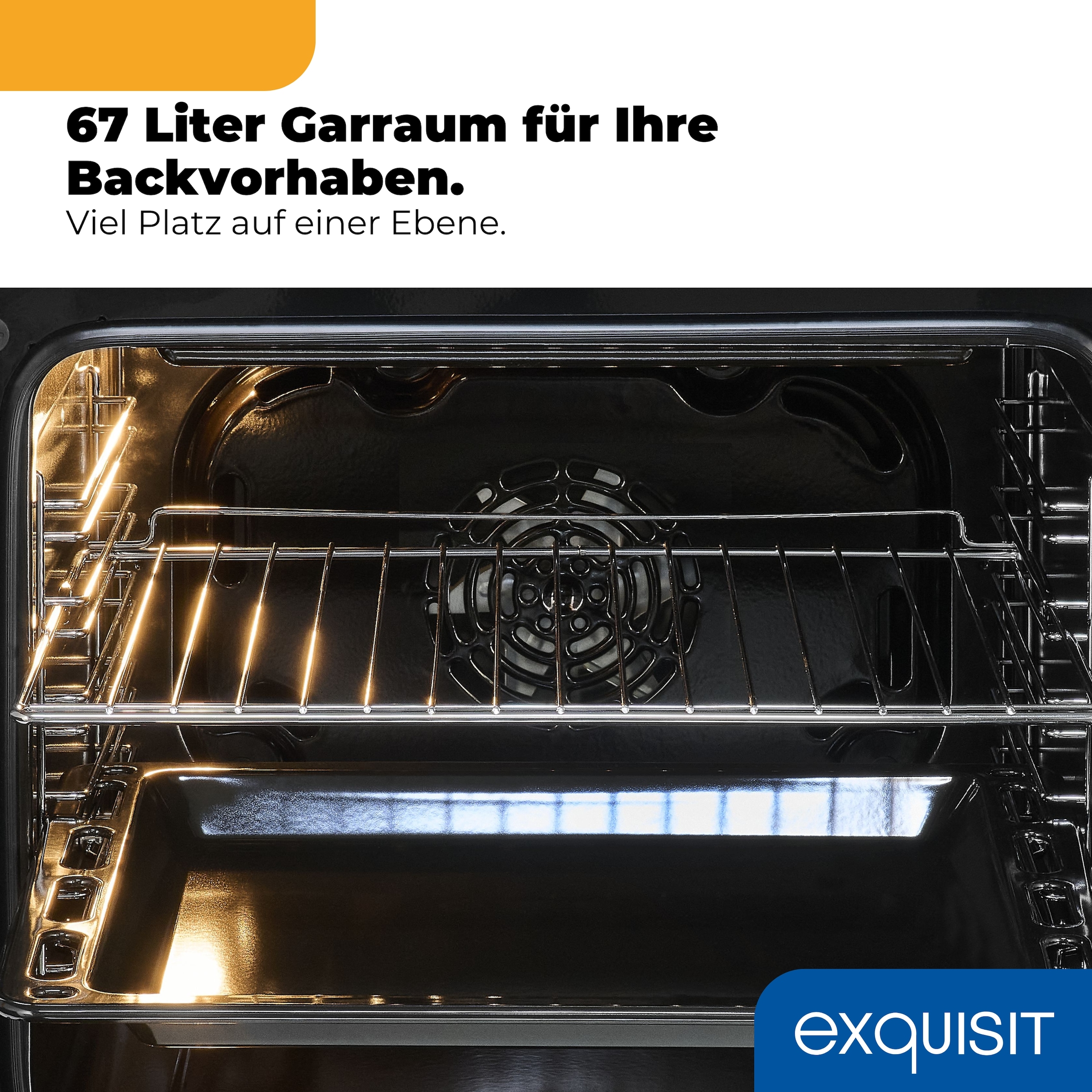 exquisit Backofen-Set »EHE367-HBZ-120 mattschwarz« Backofen | Glaskeramikkochfeld, 2 Stk. tlg. Vielseitiger Grill und 4-Zonen-Glaskeramikkochfeld – einfach & sicher!