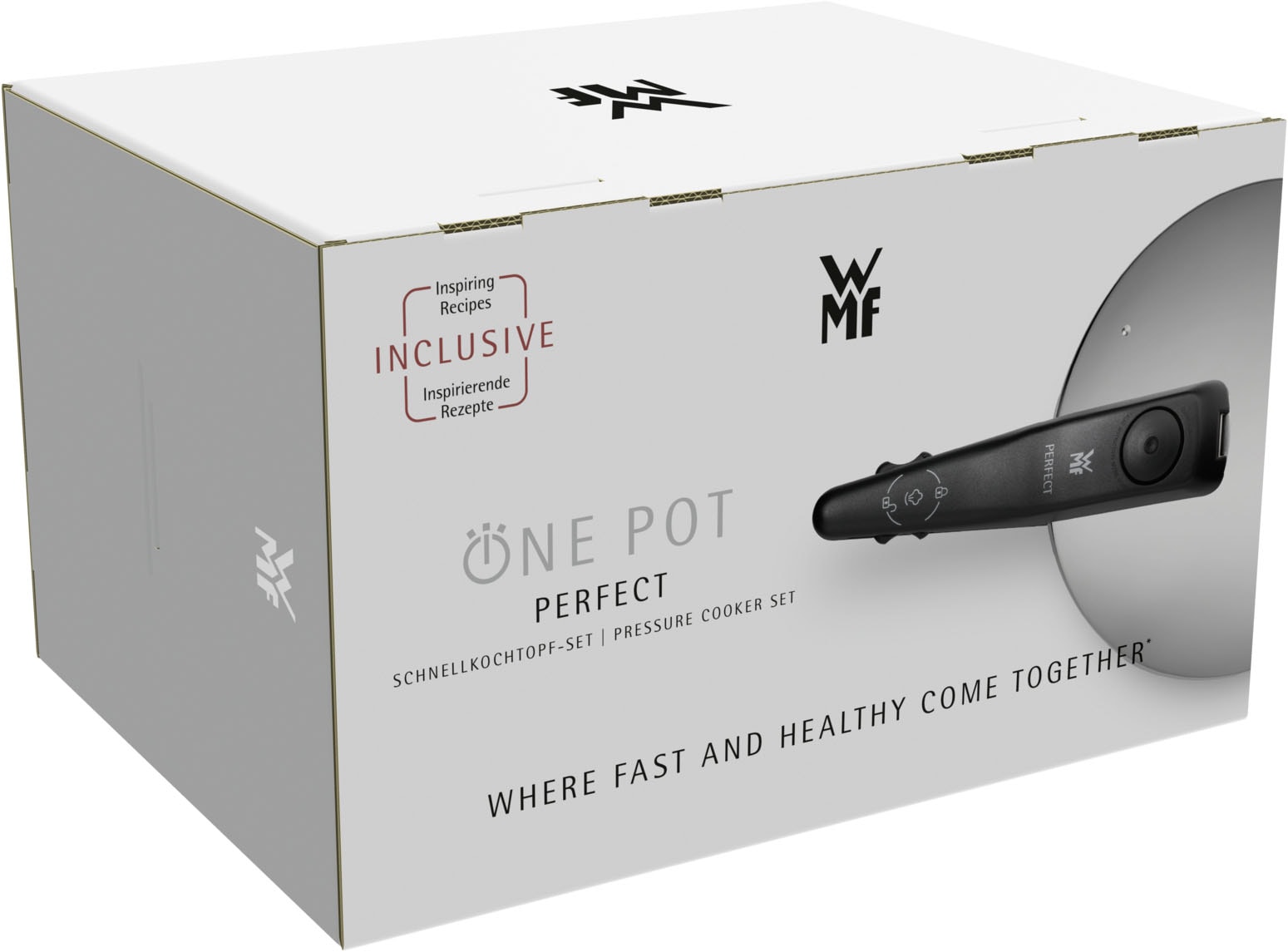 WMF Schnellkochtopf »Perfect One Pot, Dampfkochtopf 6,5l + 3l, großes Kochsignal, Induktion« 1 Druckkochtopf (V 6,5l, Ø 22cm), 1 Bratpfanne (V 3,0l, Ø 22cm),  Cromargan® Edelstahl Rostfrei 18/10