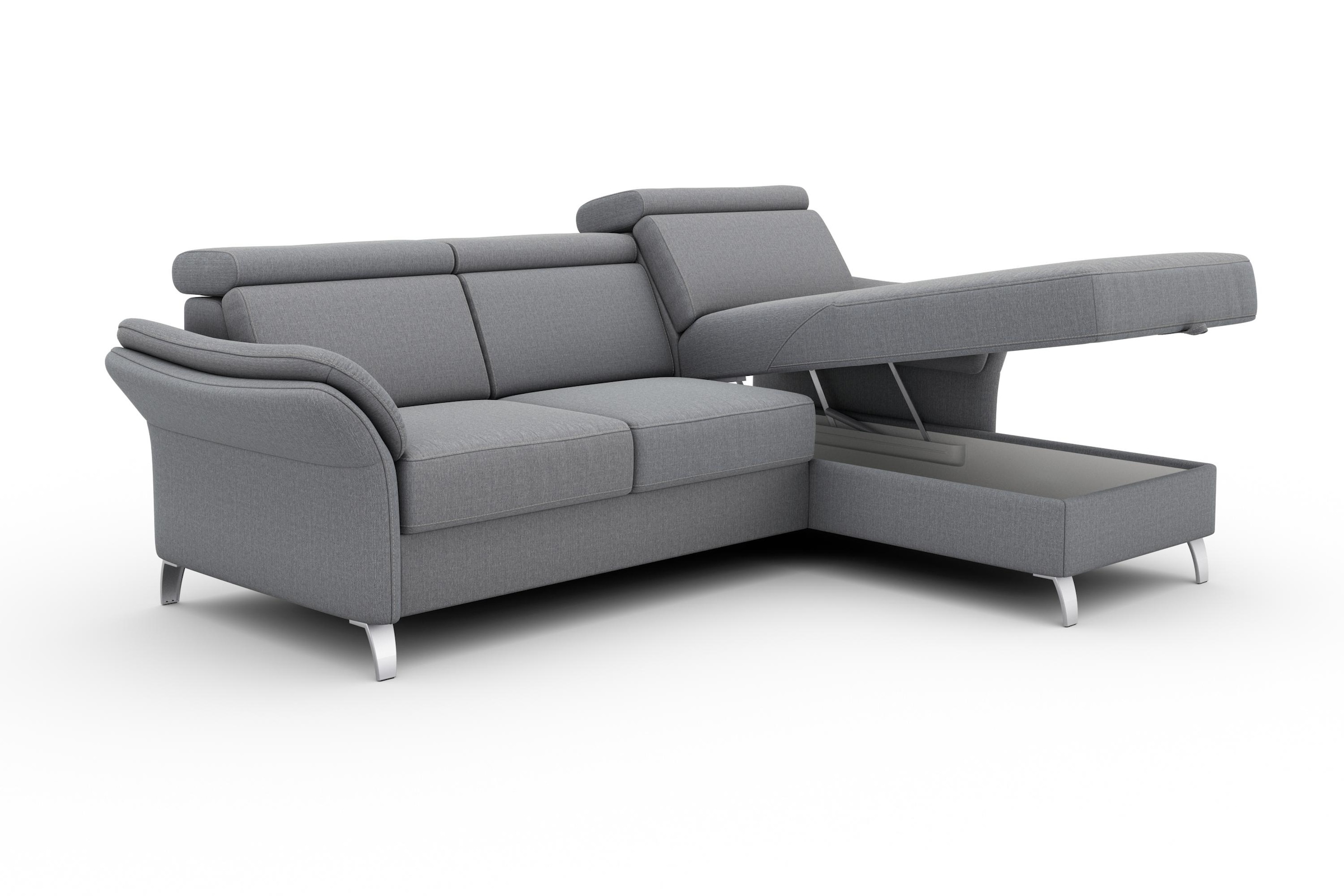 sit&more Ecksofa »Vincenzo L-Form«, inklusive Kopfteilverstellung, wahlweise mit Bettfunktion, Bettkasten