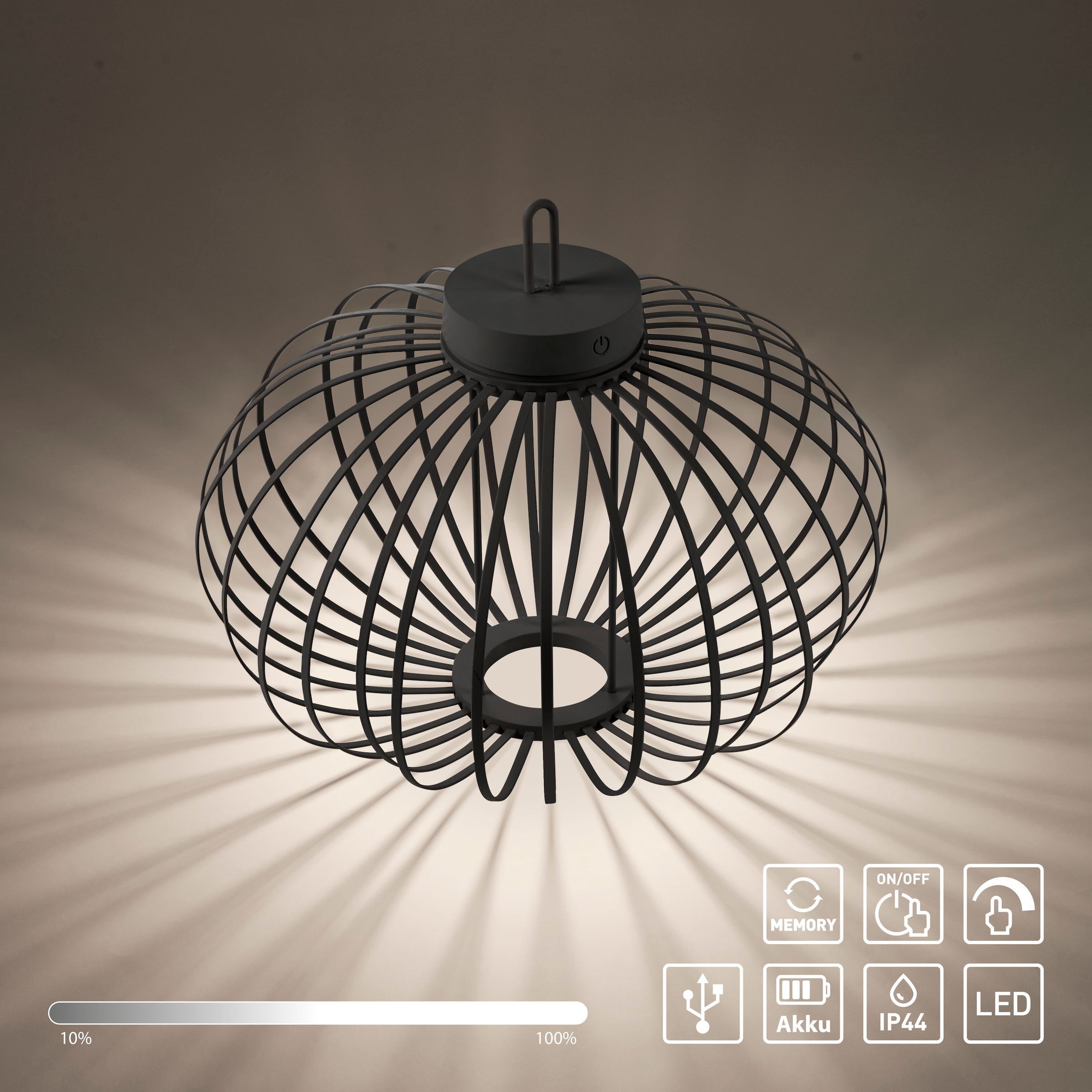 JUST LIGHT Pendelleuchte »AKUBA«, 1 flammig, Leuchtmittel LED-Modul | LED fest integriert, Akkuleuchte