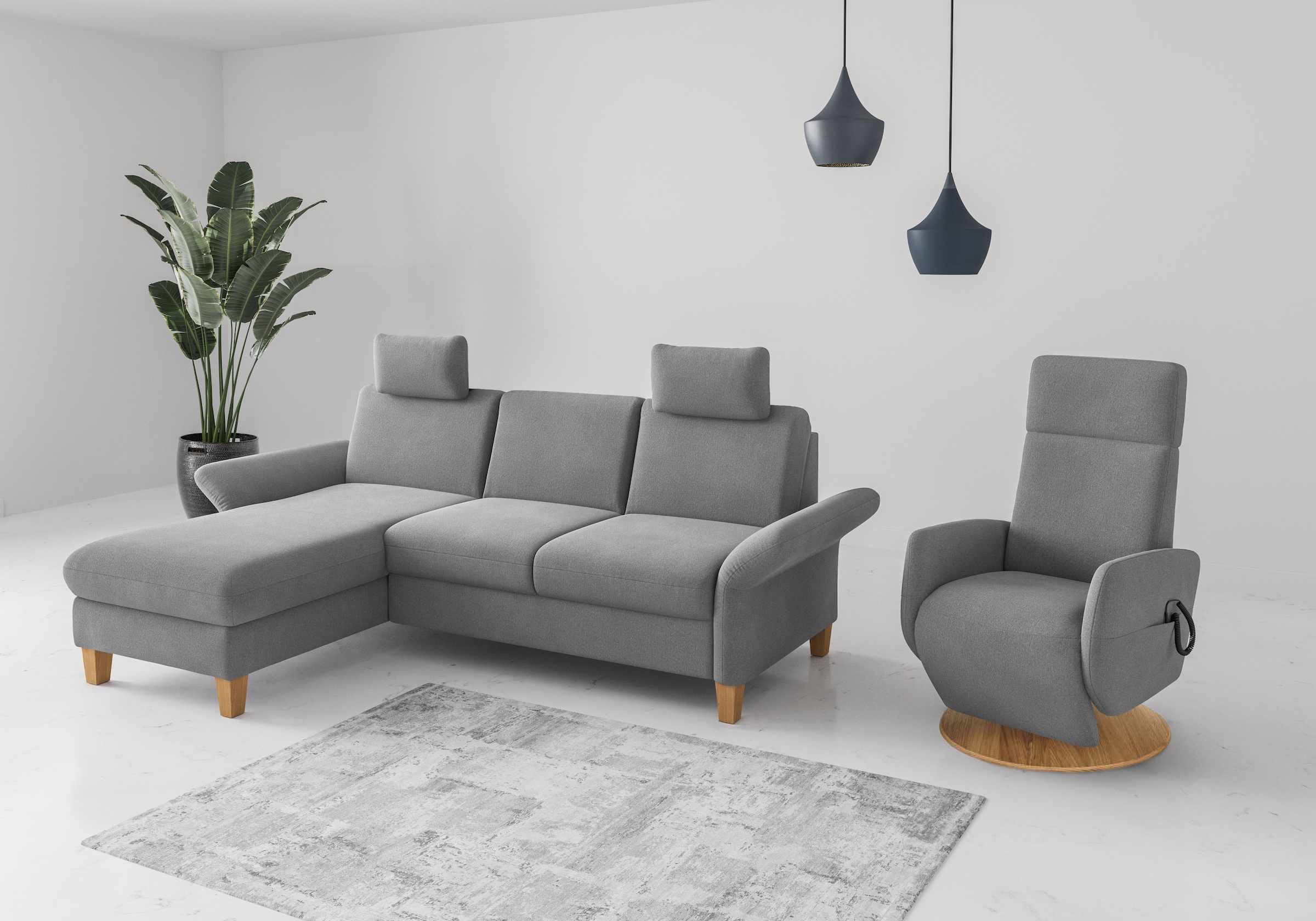 Home affaire Ecksofa »Rochelle«, wahlweise mit Armlverstellung, Klappbett mit Rollen & Bettkasten