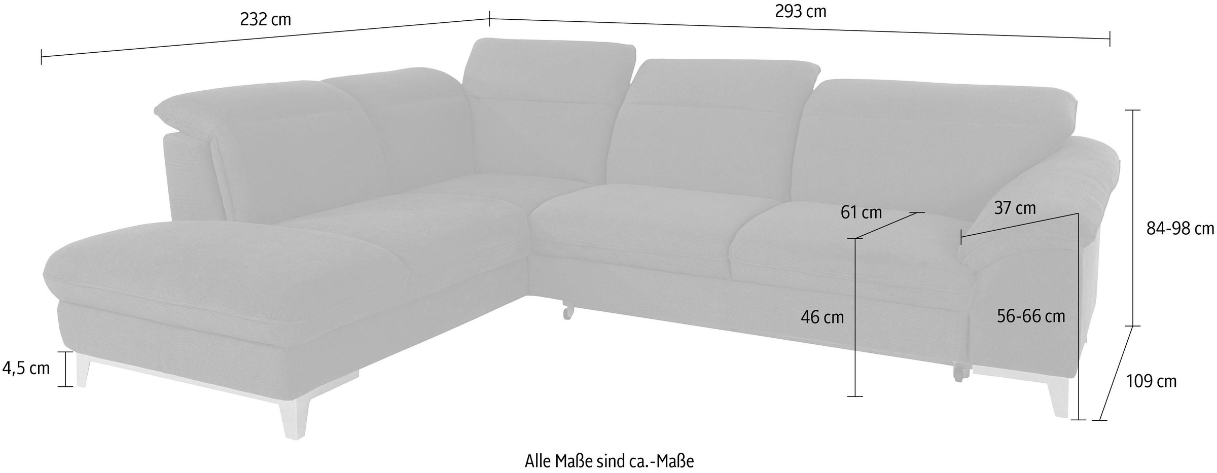 COTTA Ecksofa »Teresa L-Form«, mit Kopfteilverstellung, wahlweise mit Bettfunktion