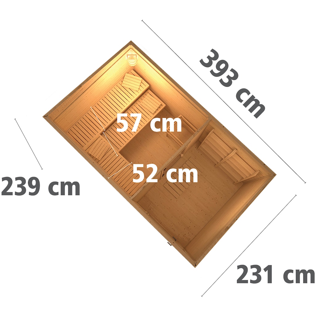 KONIFERA Saunahaus »Uwe 3«, 9-kW-Ofen mit ext. Steuerung