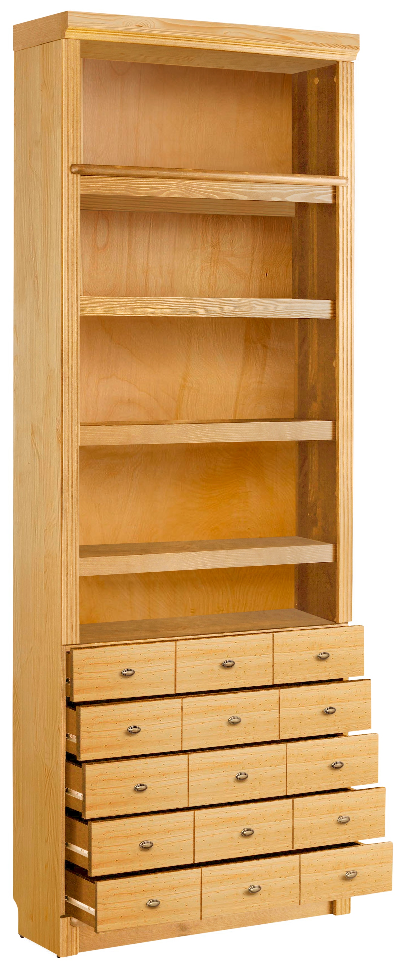 Home affaire Bücherregal »Soeren«, aus massiver Kiefer, in 2 Höhen, Tiefe 29 cm, mit 5 Schubkästen