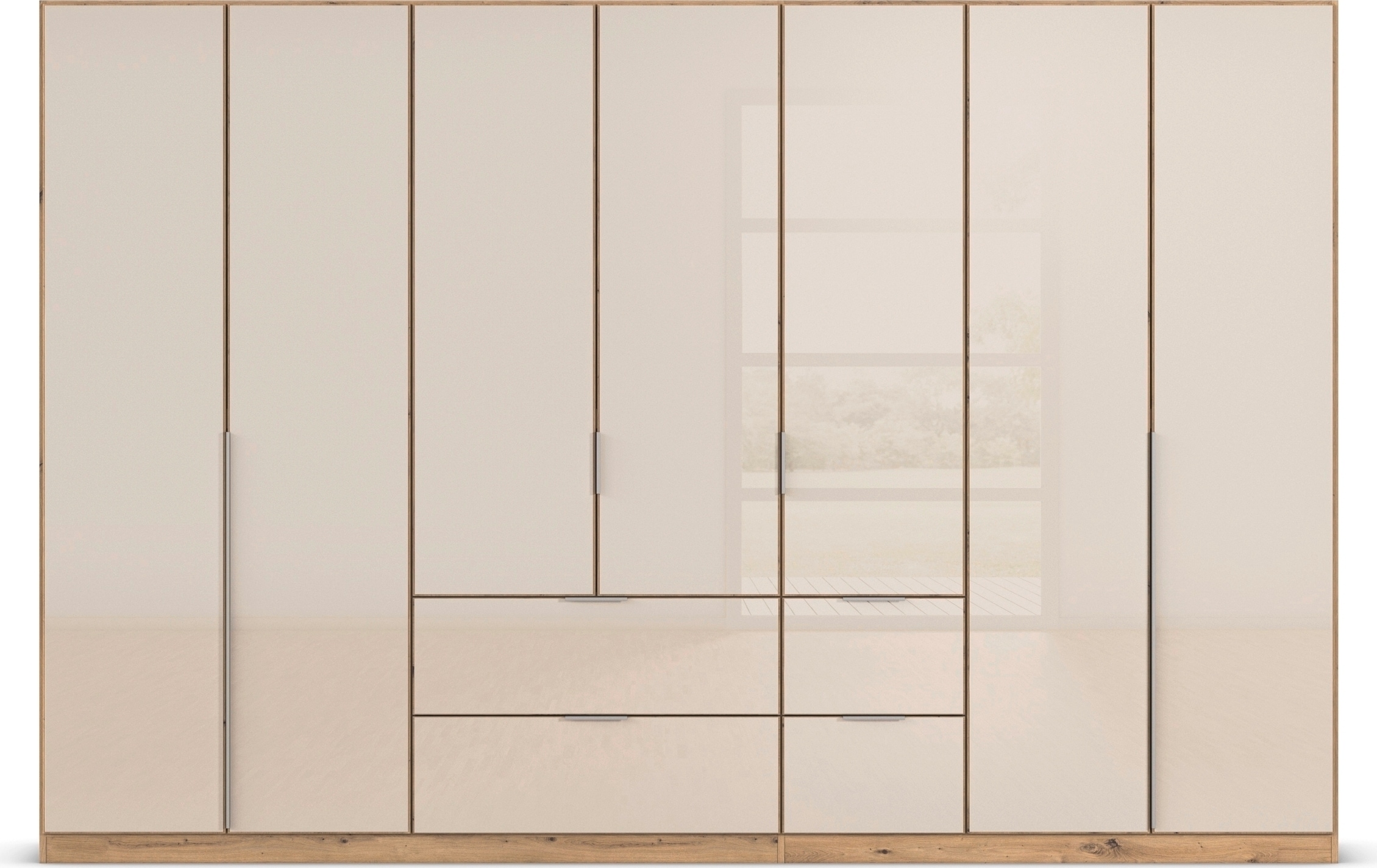 rauch Drehtürenschrank »Kleiderschrank Kleiderschränke Schrank Garderobe AGORDO mit Glasfront«, (in zwei Griff-Farben mit Glasfront), mit Außenschubkästen, in 6 Breiten und 2 Höhen MADE IN GERMANY
