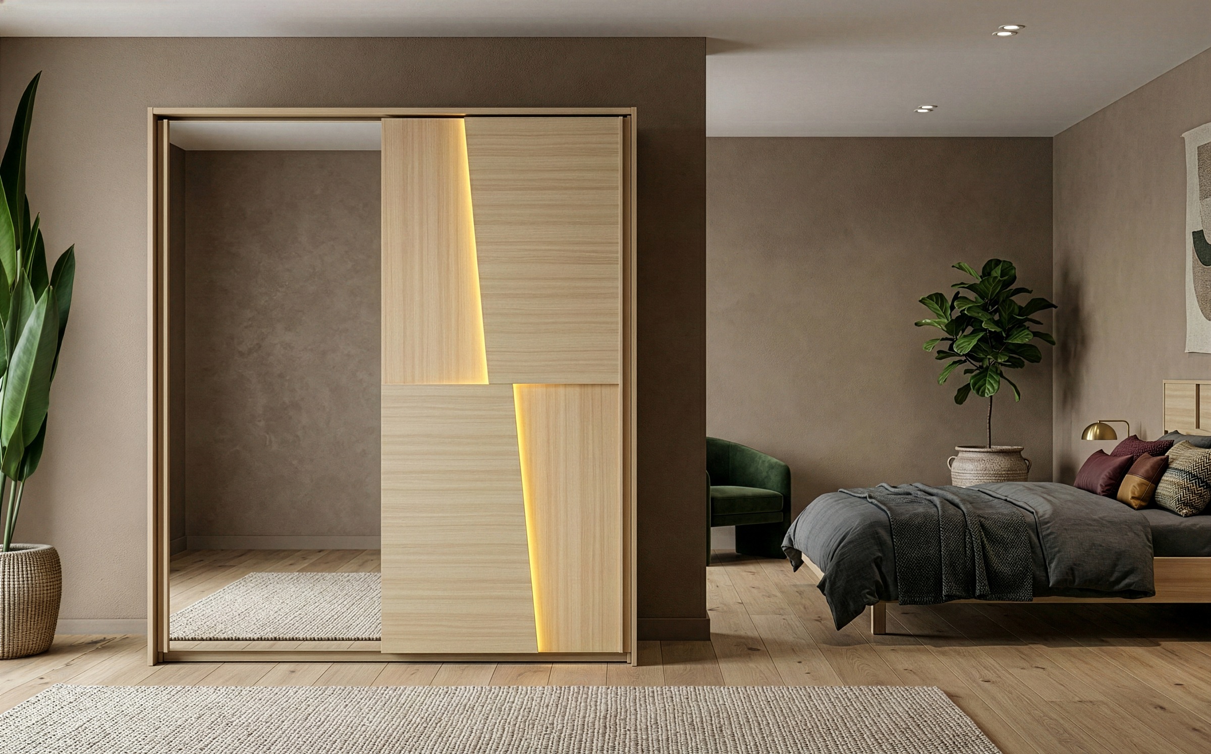 Gami Kleiderschrank »SILVA Schiebeschrank mit 2 Türen« Optimale Stauraumkapazität, Front mit LED-Beleuchtung
