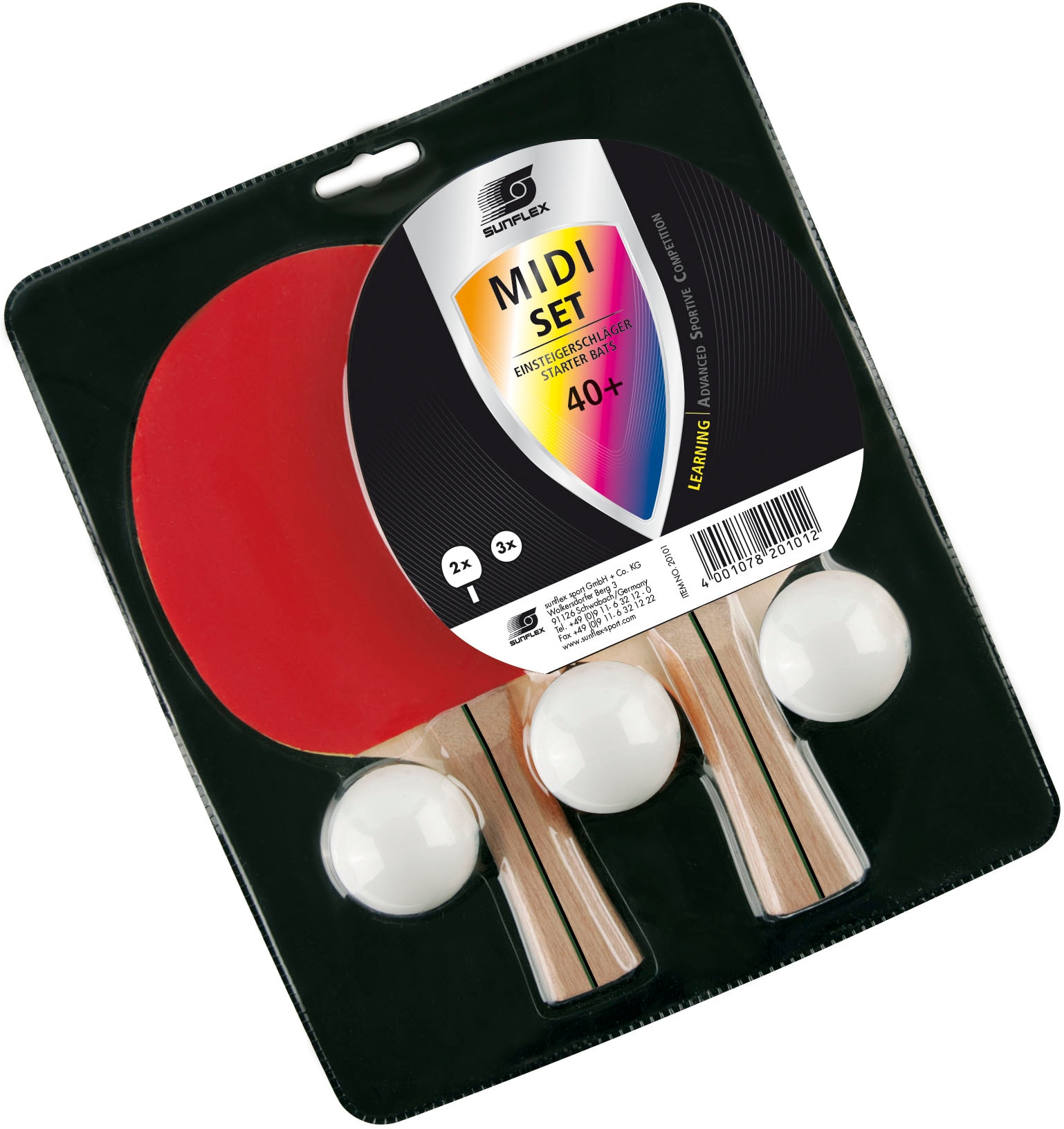Sunflex Tischtennisschläger »Set Midi, Schläger Set Bat Racket«, (Set, 5 tlg.)