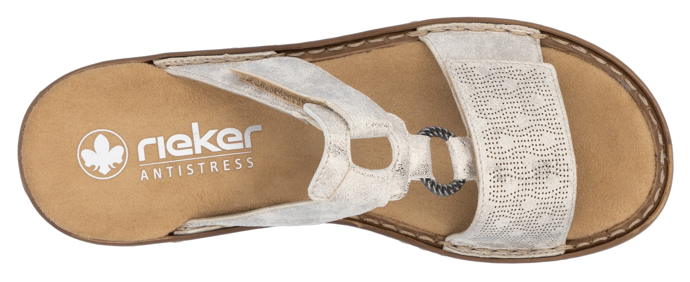 Rieker Pantolette, Sommerschuh, Strandschuh, Klettschuh mit Perforation