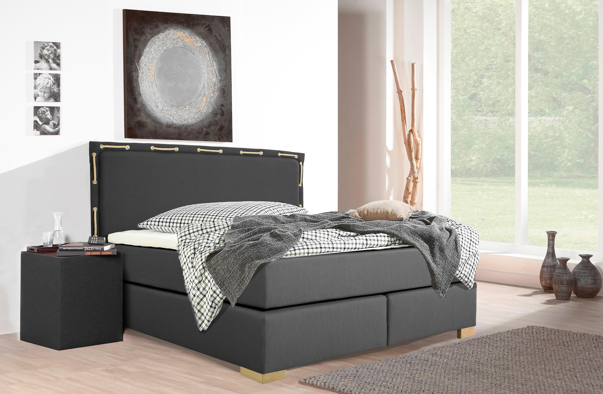 Bild von Home affaire Boxspringbett »»Marlou««, inkl. Topper, 3 Breiten, 3 Härtegrad-Ausführungen