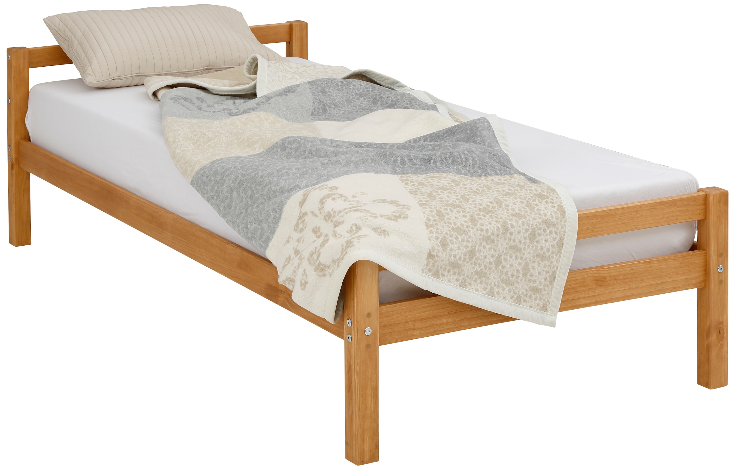 Lüttenhütt Kinderbett »Alpi«, Einzelbett aus schönem Kiefernholz, Lattenrost, Liegefläche 90x200 cm