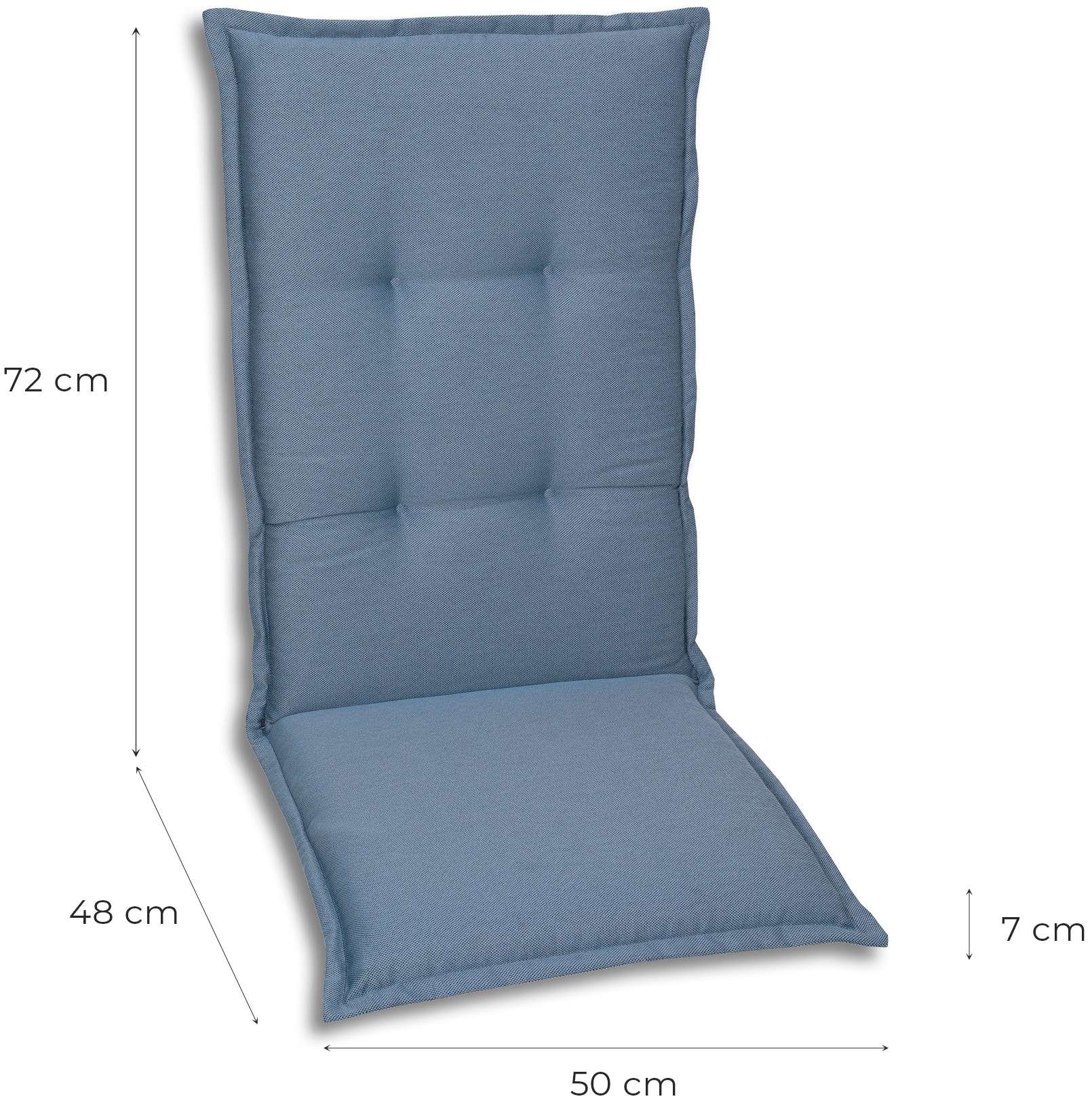 GO-DE Hochlehnerauflage Maße ca.: 50 cm x 120 cm x 7 cm