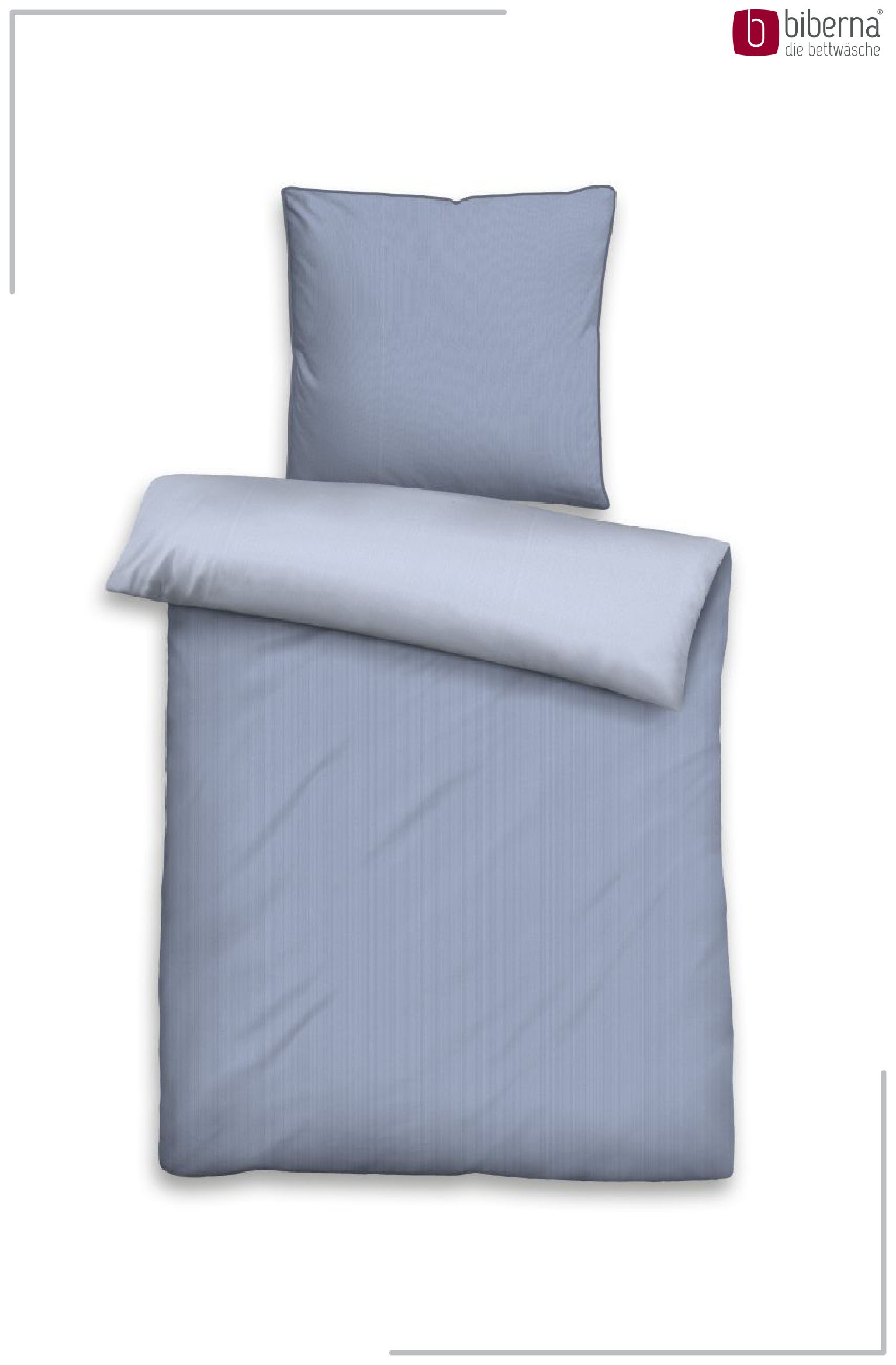 Biberna Wendebettwäsche »0615211 Premium Satin aus 100% Baumwolle mit Reißverschluß« 2 Stk. seidig glatt & atmungsaktiv, Reißverschluss, Feine Streifen