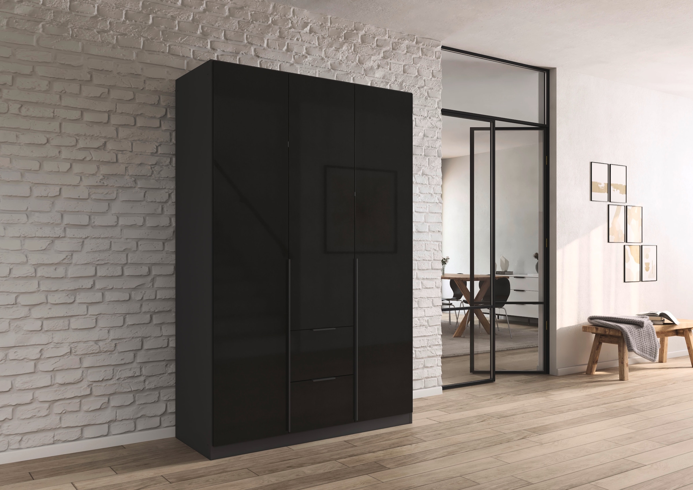 rauch Drehtürenschrank »Kleiderschrank Schrank Garderobe AGORDO mit Dekor- oder Hochglanzfront«, (in zwei Griff-Farben mit Dekor- oder Hochglanzfront), mit Außenschubkästen, in 6 Breiten und 2 Höhen MADE IN GERMANY