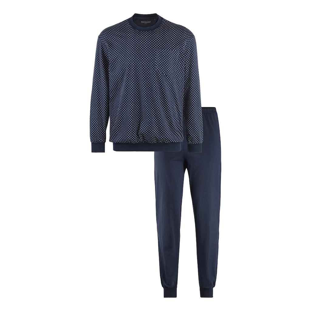 Schiesser Pyjama »"Dark Sapphire"«, (2 tlg.), mit Brusttasche, weiche Single-Jersey-Qualität, auch in großen Größen