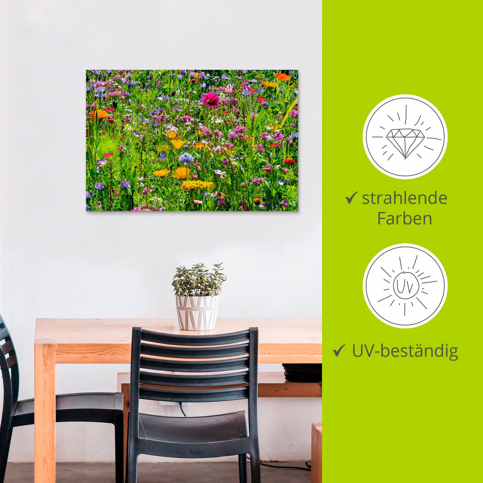 Artland Wandbild »Bunte Blumenwiese« Blumenwiese 1 Stk. tlg. für Innen- und Außenbereich geeignet, Outdoorbild