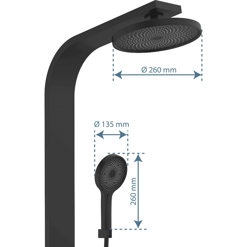 Schütte Duschsystem »SAMOA RAIN«, 3-fach verstellbare Wellness Handbrause mit Antikalk-Noppen