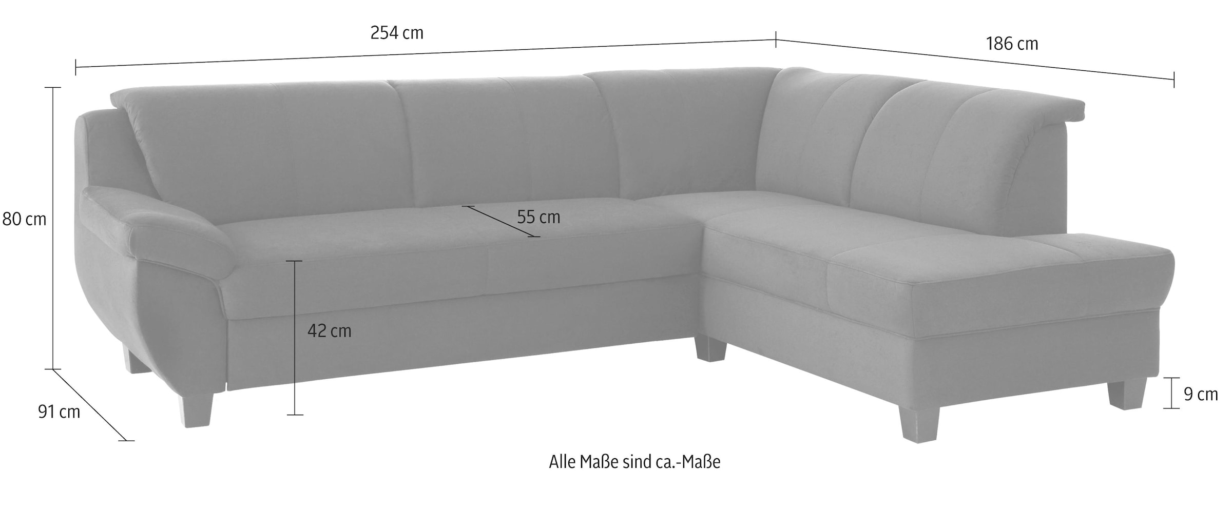 Home affaire Ecksofa »Yesterday Sitzbelastung 140 kg, L-Form«, wahlweise mit Bettfunktion, auch in Cord
