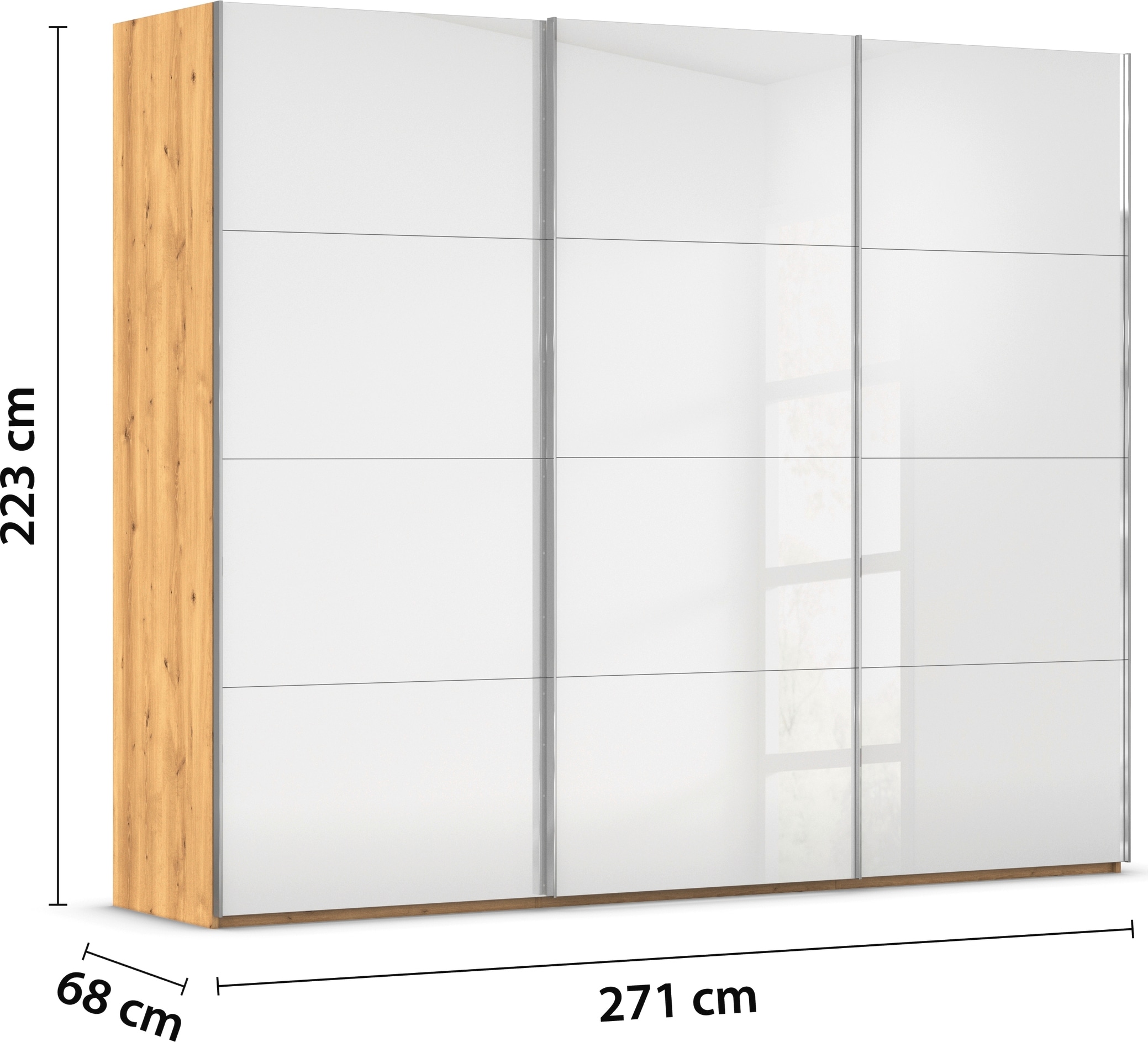 rauch Schwebetürenschrank »Kleiderschrank Schrank Garderobe Schlafzimmerschrank SCALE-FYRA«, edle viergeteilte Türen mit Glas-Front viele Farben MADE IN GERMANY