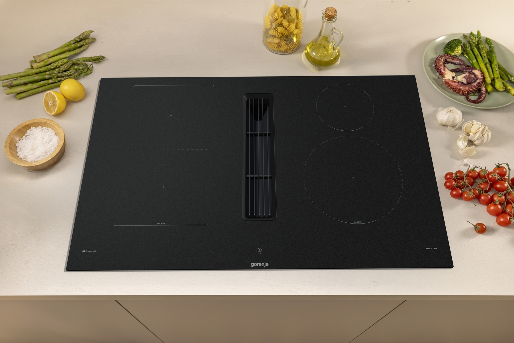 GORENJE Kochfeld mit Dunstabzug »GEH8433BSRWF« InfiniteMatt - kratzresistente, matte Kochfeldoberfläche
