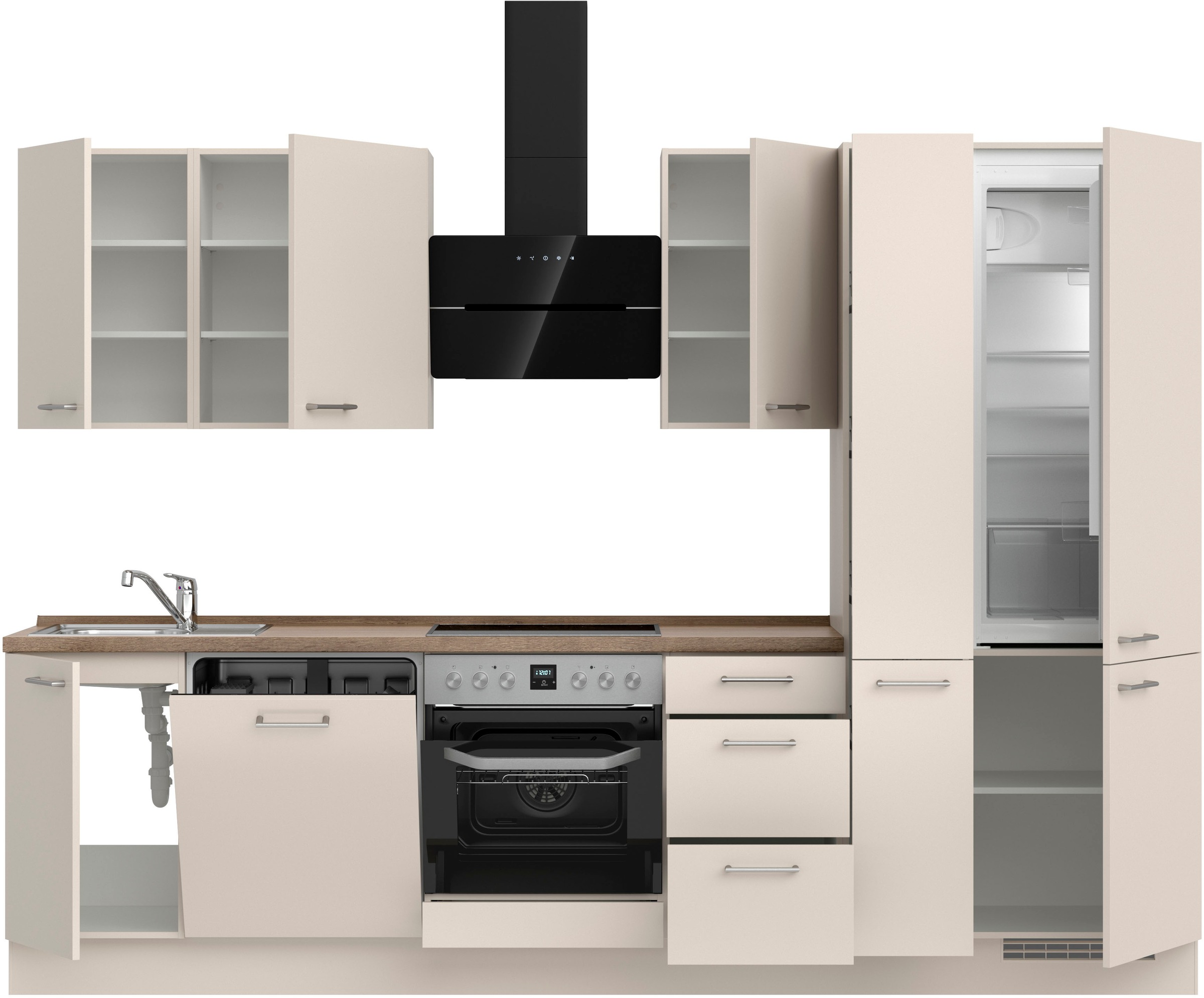 nobilia® Küchenzeile »"Laser II"«, vormontiert, Ausrichtung wählbar, Breite 300 cm, wahlw. mit E-Geräten