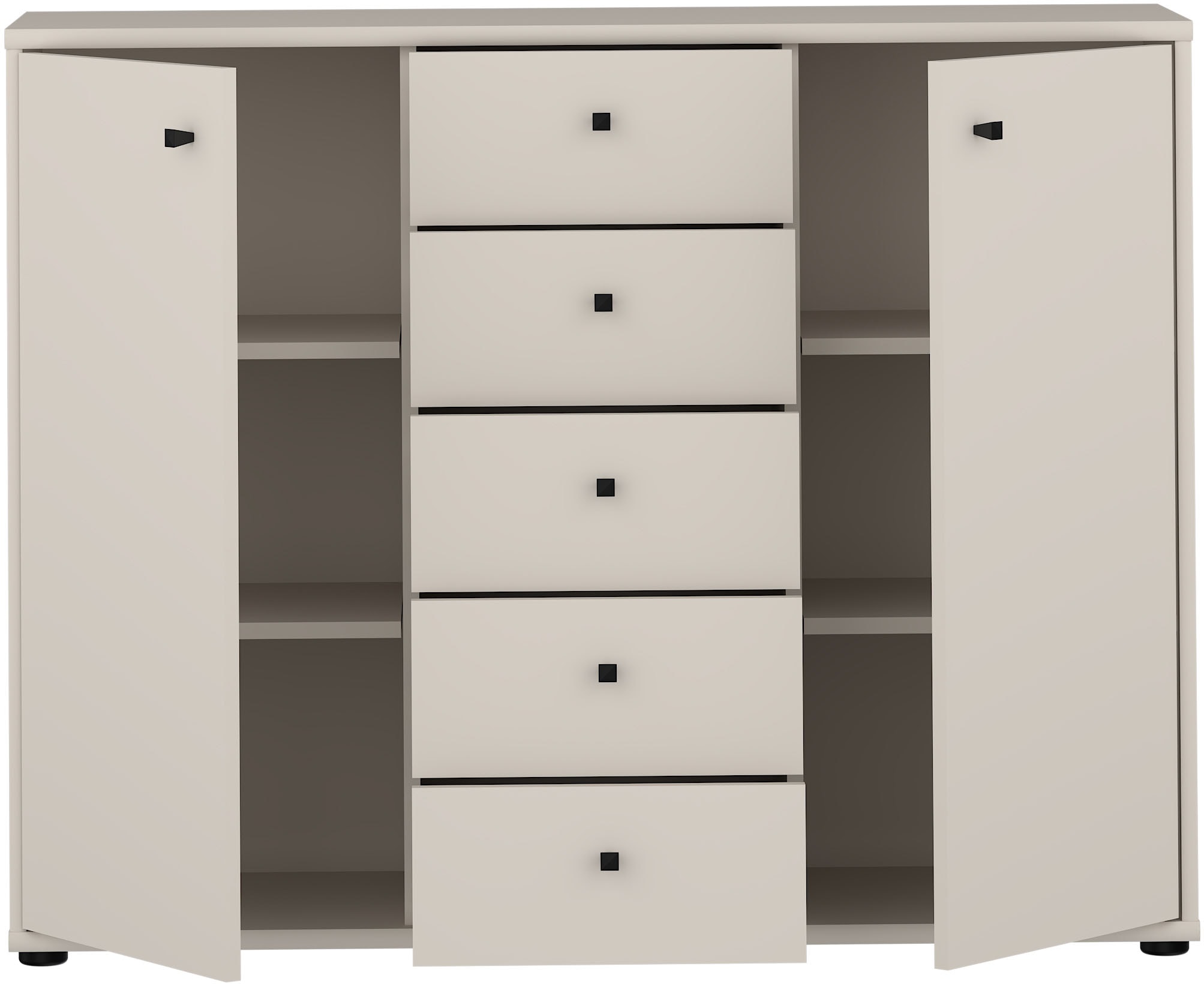 FORTE Kommode »Tempra, Kommode, 2 Türen, 5 Schubkästen, viel Stauraum« B/H/T 108,8/85,5/34,8 cm