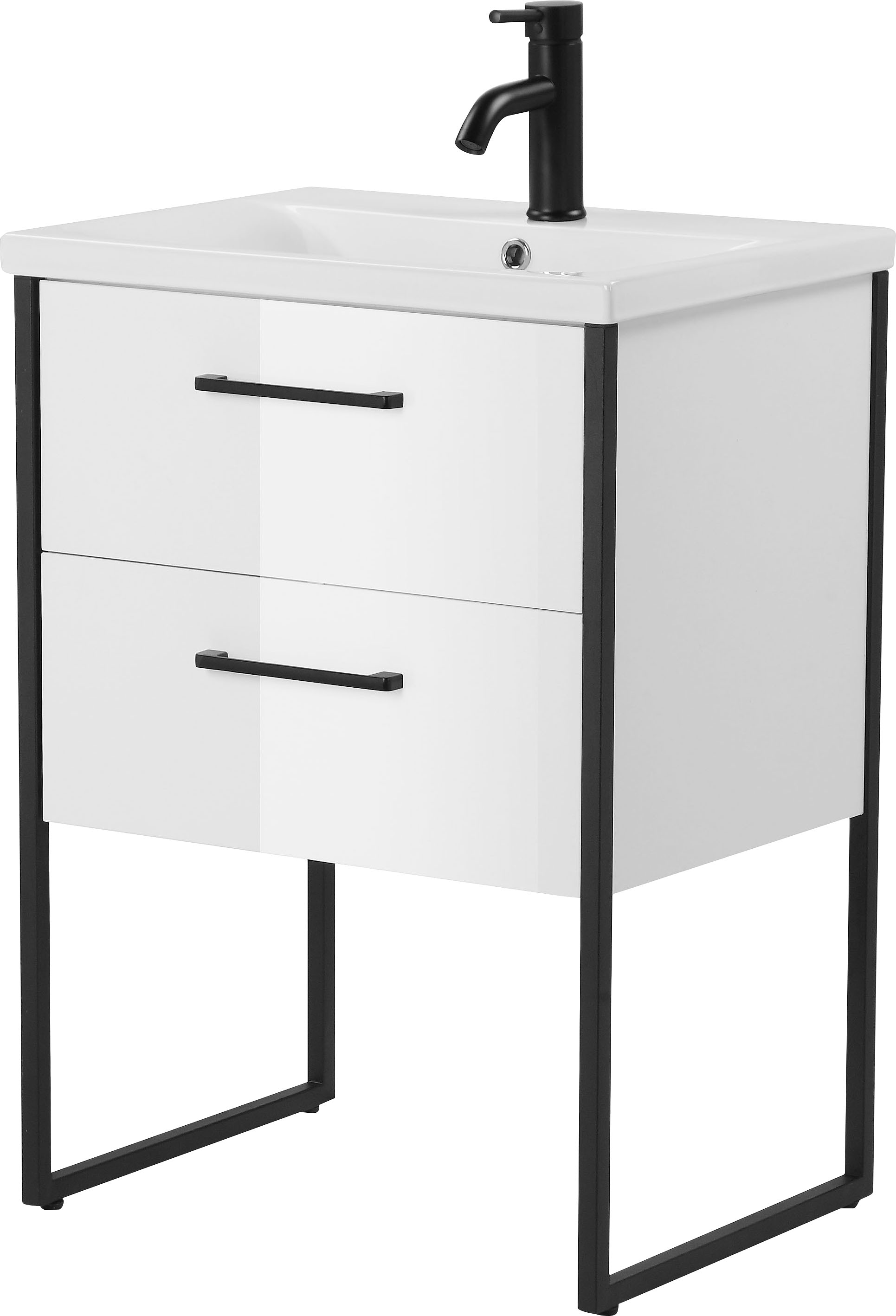 welltime Waschtisch »Paris«, Breite 60cm, Badmöbel Loft Design, Metall, inkl. Waschbecken