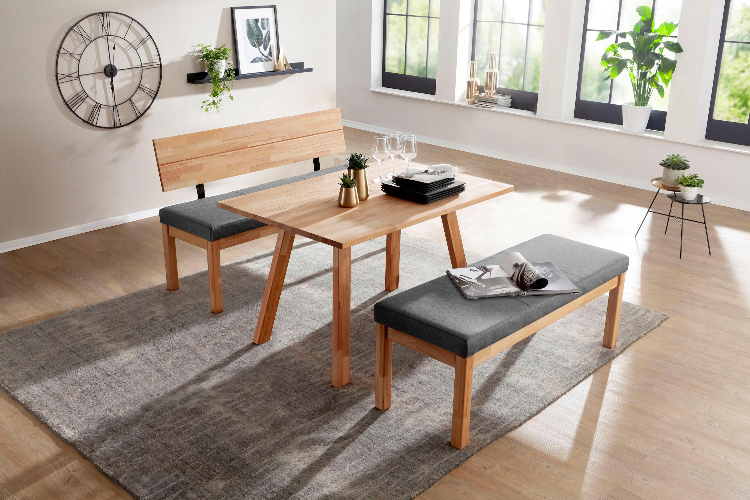 massivline&more Essgruppe »Roberto« 3 Stk. tlg. Tisch-Platte massiv keilver günstig online kaufen