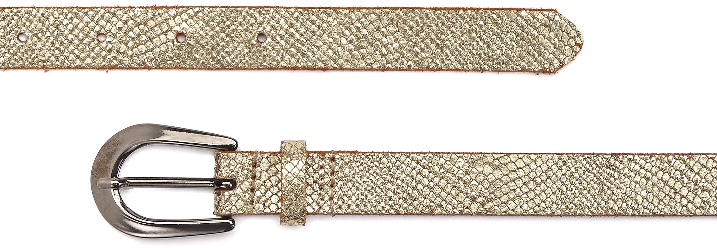 LASCANA Hüftgürtel »Ledergürtel«, schmaler Gürtel in Metallic-Snake-Optik, für Hosen, Jeans & Kleider