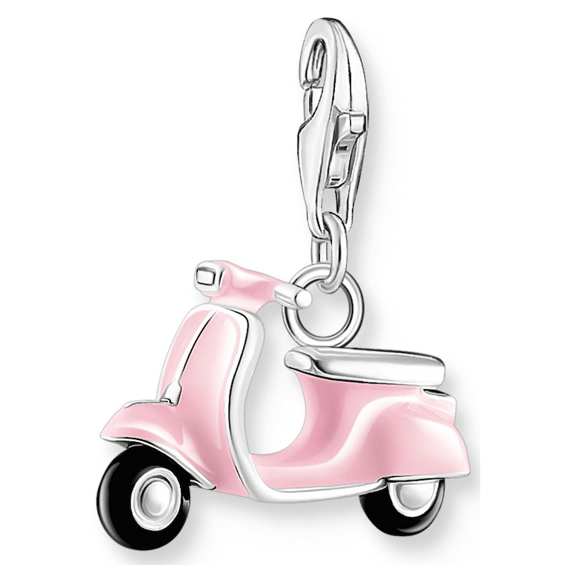 THOMAS SABO Charm-Einhänger »Vespa« silberfarben-rosa-schwarz Charm-Anhänger mit 3D-Rollermotiv