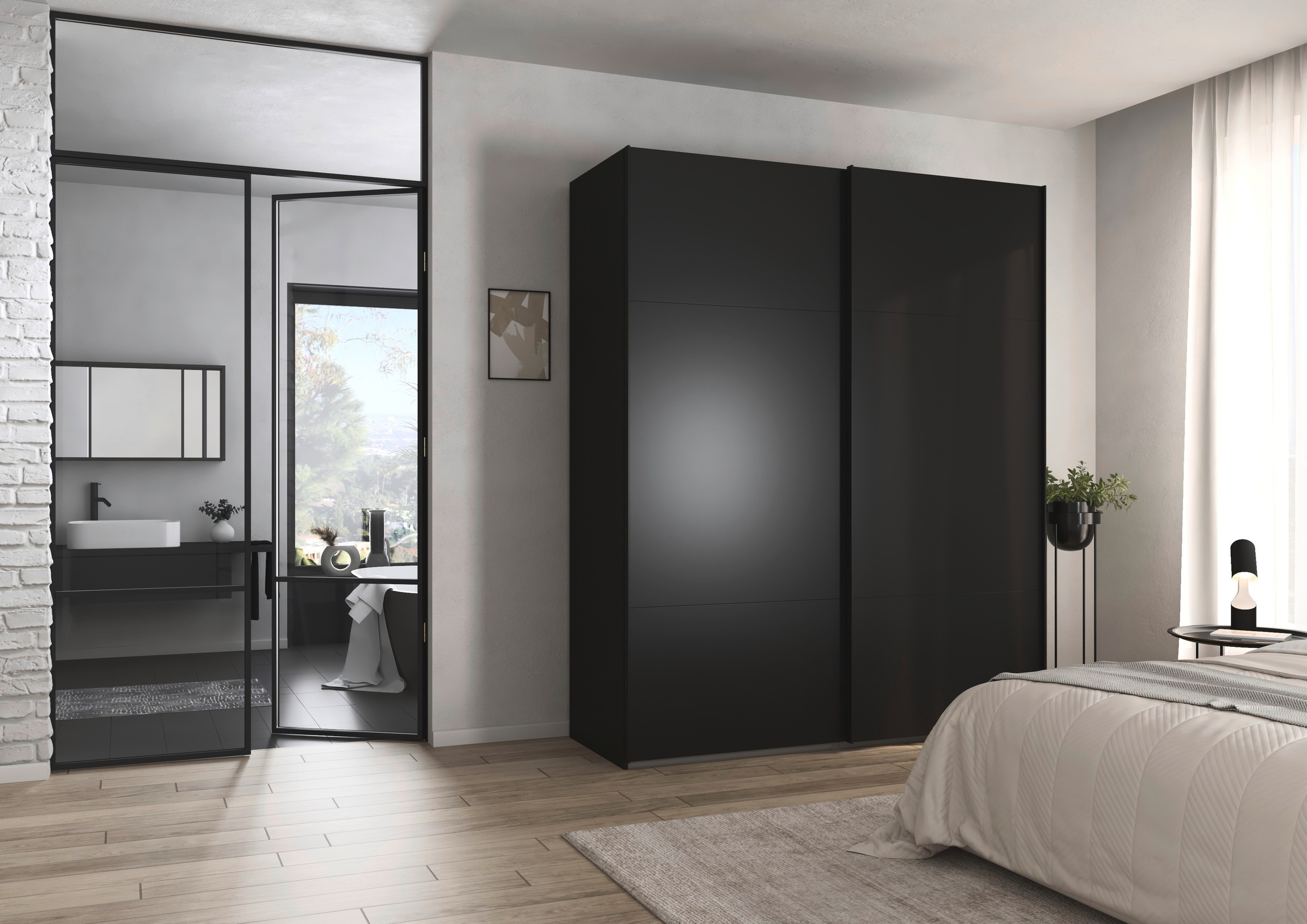 rauch Schwebetürenschrank »Kleiderschrank Schrank Garderobe Schlafzimmerschrank CONTIDO«, (in 3 verschiedenen Ausstattungen BASIC/CLASSIC/PREMIUM), aus hochwertigem Material in 6 Breiten 2 Griff-Farben MADE IN GERMANY
