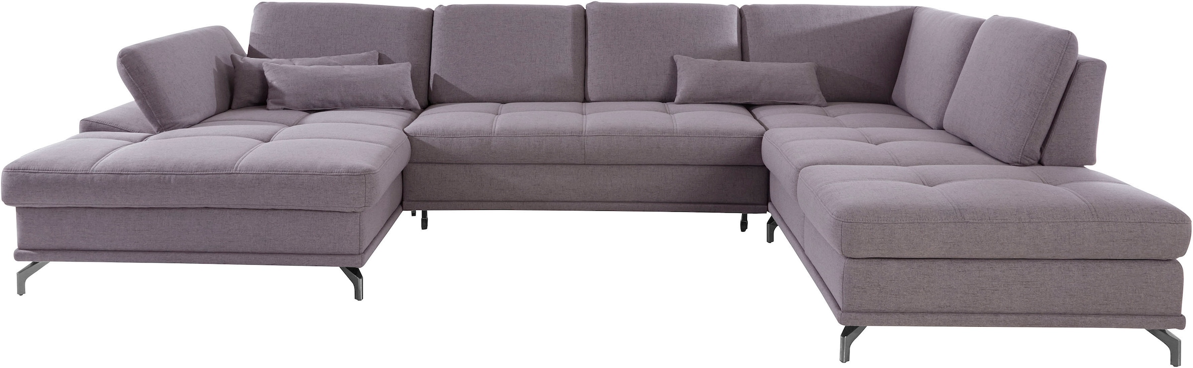 Places of Style Wohnlandschaft »Costello U-Form, mit Sitztiefenverstellung, Armteilverstellung und«, 3 Nierenkissen, optional Bettfunktion und Bettkasten