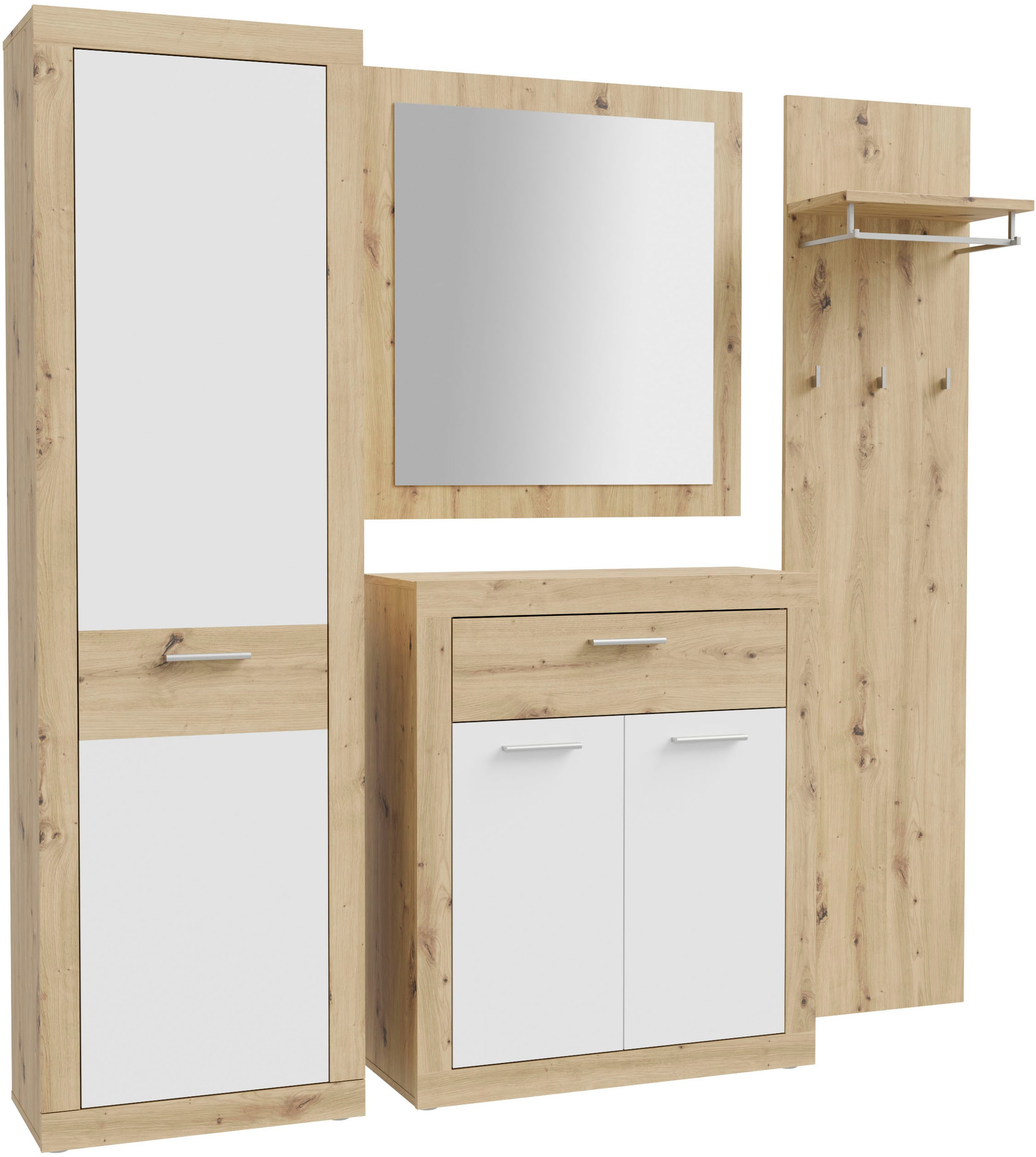 FORTE Garderobenpaneel »Baccio«, (Kombinierbar mit 14164136, 27097631, 93072840), Panell, Kleiderstange, Haken, Kleine Flure