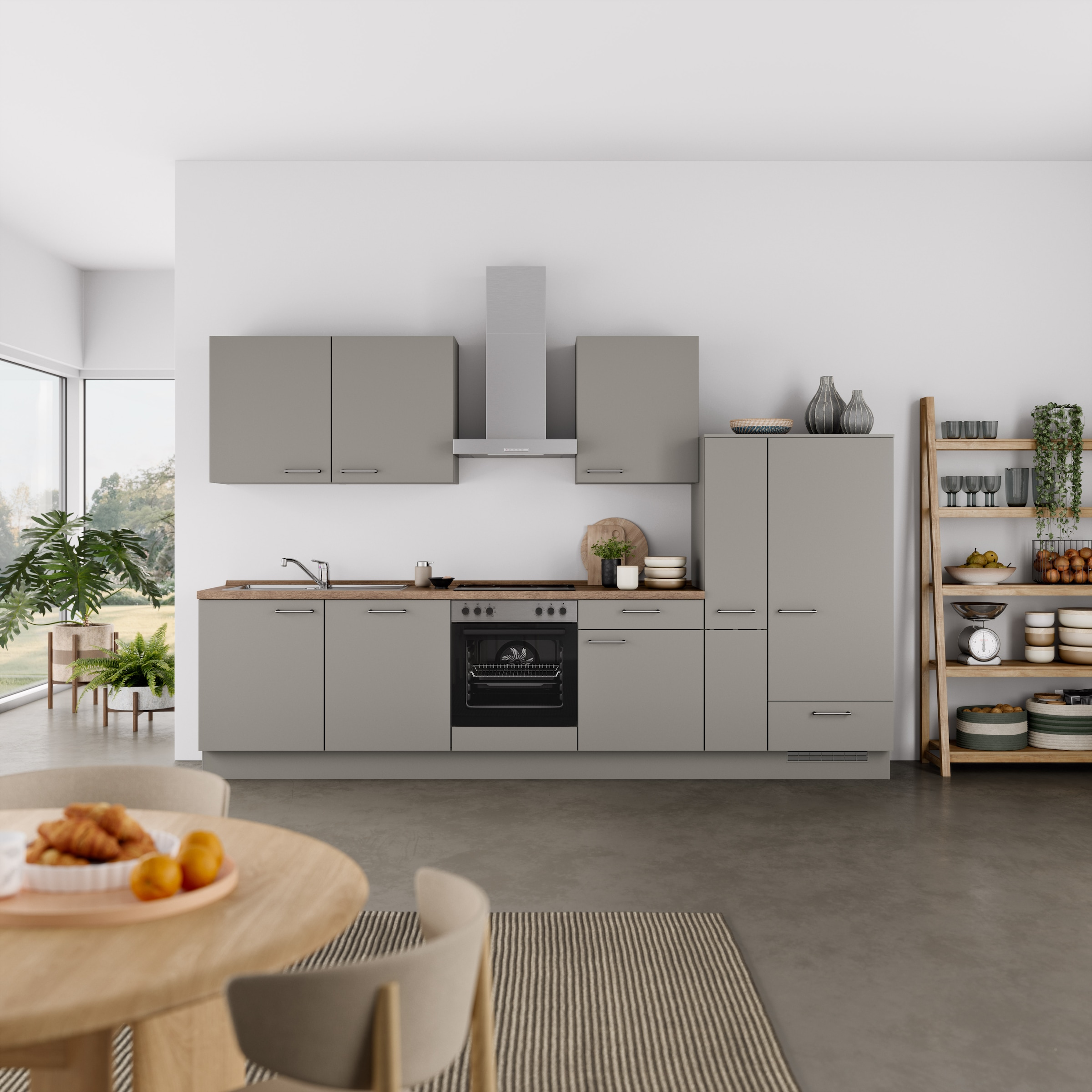 nobilia® Küchenzeile »"Laser I", Ausrichtung wählbar, Breite 330 cm«, vormontiert, wahlw. mit unterschiedlichen E-Geräten-Sets