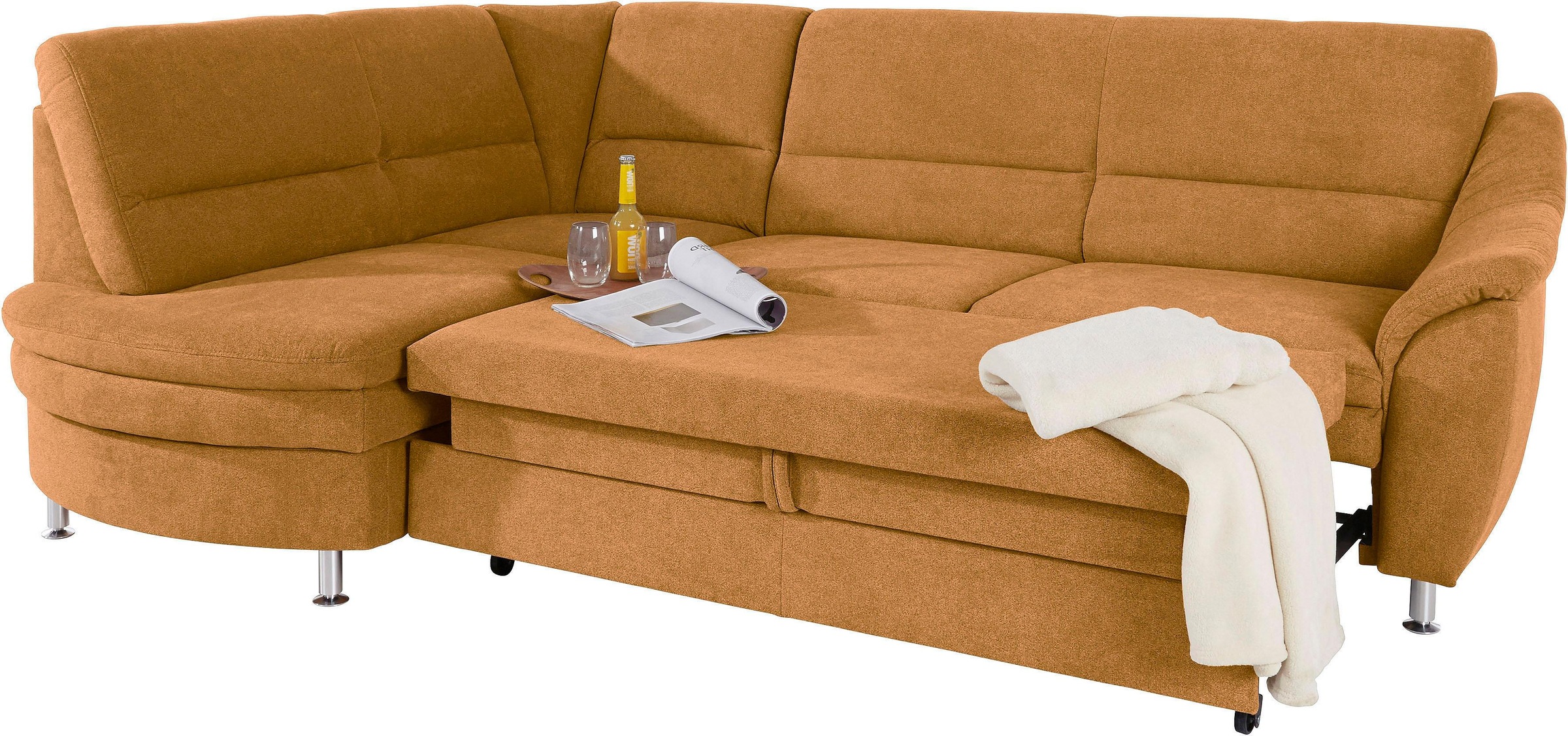 Places of Style Ecksofa »Cardoso L-Form«, Federkern, wahlweise mit Bett, Schubkasten