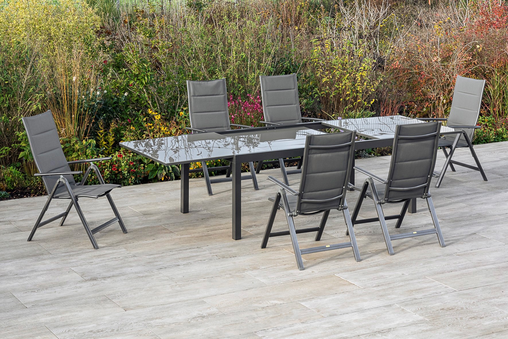 MERXX Garten-Essgruppe »Taviano« Set, 7 Stk. tlg. 6 Klappsessel, 5-fach ver günstig online kaufen