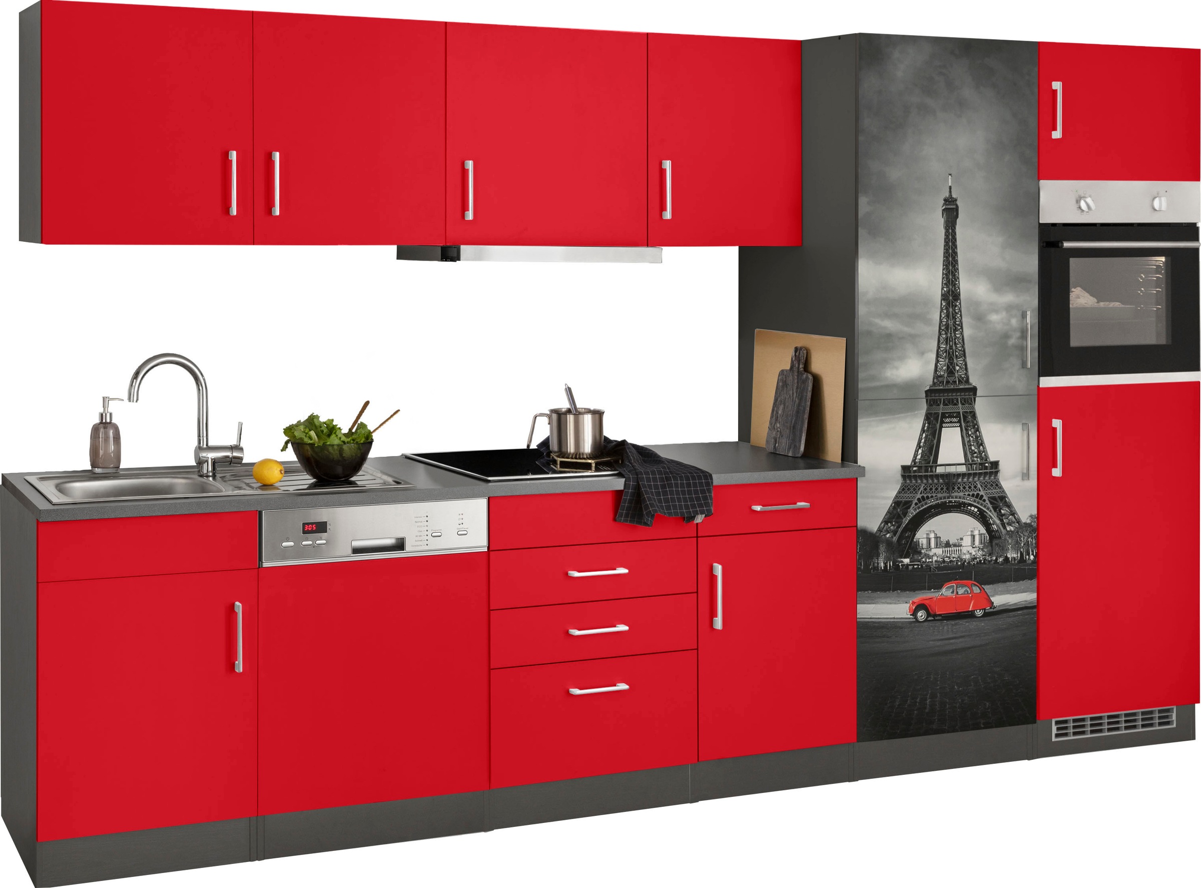 HELD MÖBEL Küchenzeile »Paris«, mit E-Geräten, Breite 340 cm, wahlweise mit Induktionskochfeld