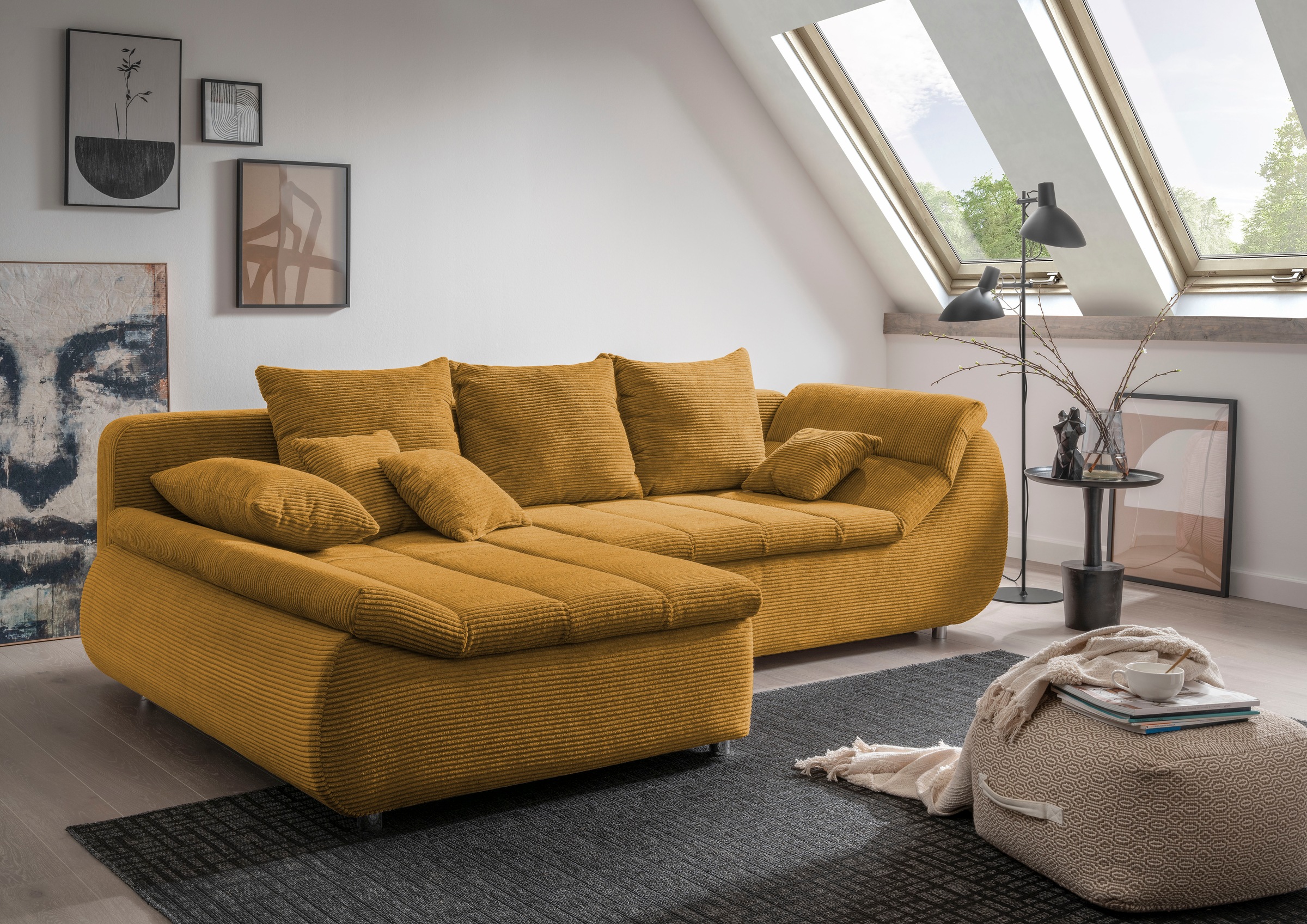 INOSIGN Ecksofa »Imola elegant und bequem, aktuelle Steppung im Sitz, L-For günstig online kaufen