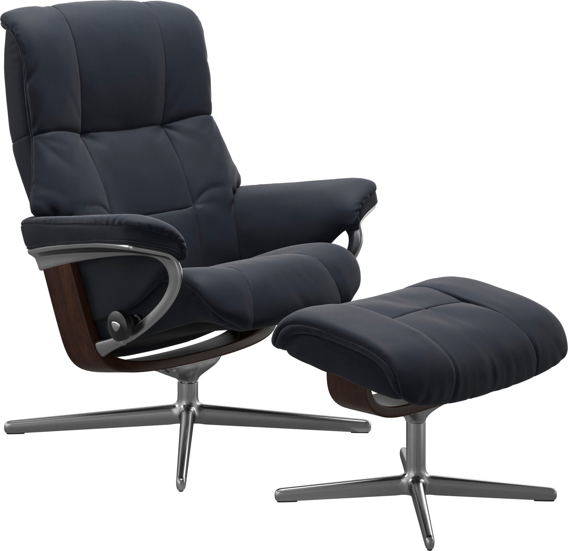 Stressless® Relaxsessel »Mayfair«, (Set, Relaxsessel mit Hocker), mit Hocker, mit Cross Base, Größe S, M & L, Holzakzent Braun