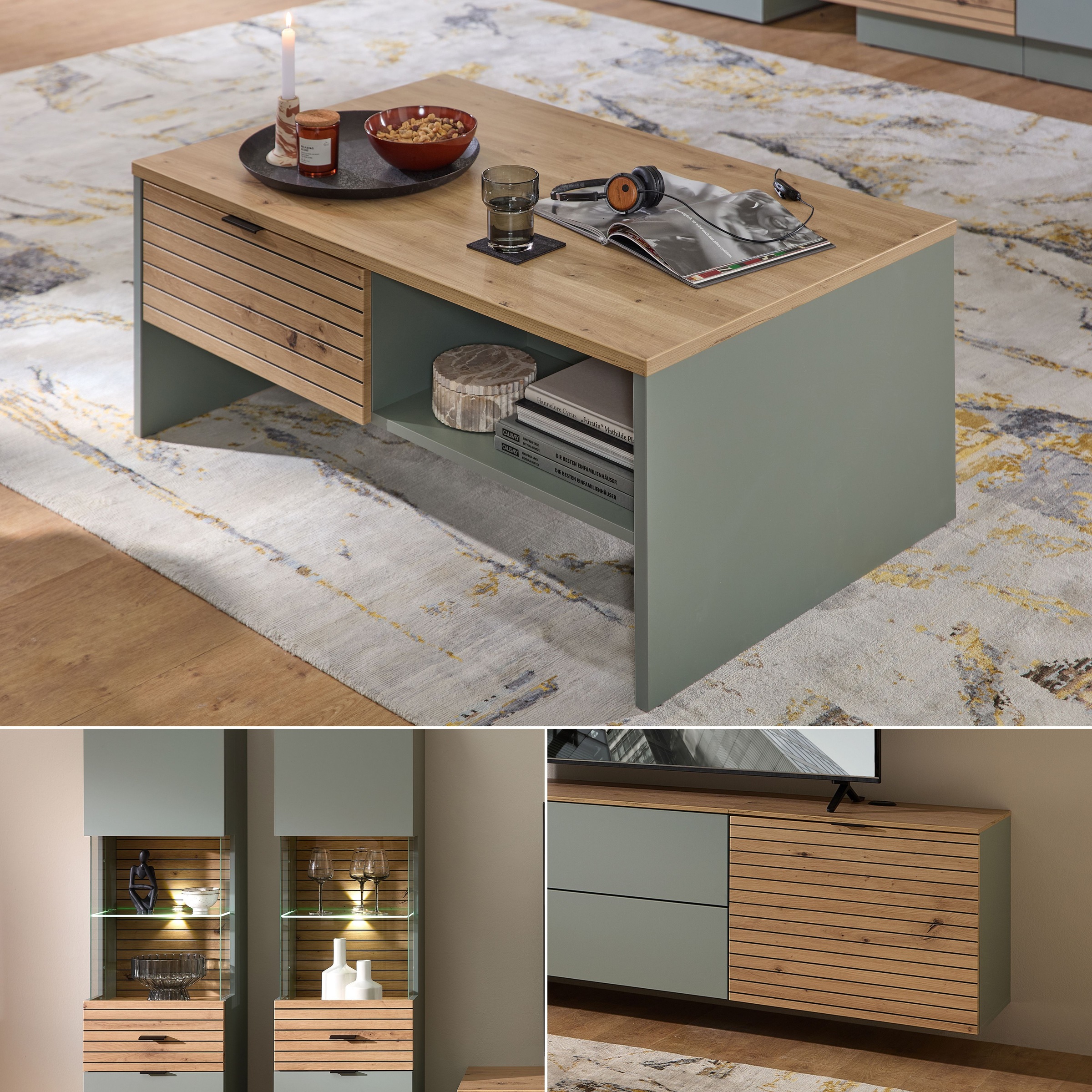 Innostyle Wohnwand »Ina Wohnwand, 340x185x44 cm (B/H/T)«, (7 St.) günstig online kaufen