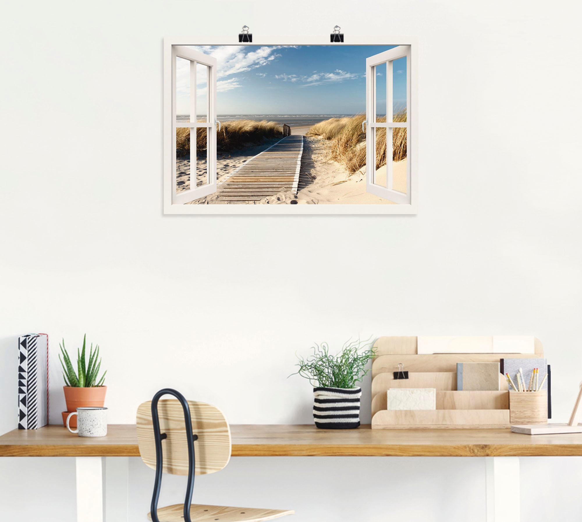 Artland Wandbild »Fensterblick Nordseestrand auf Langeoog«, Fensterblick, ( günstig online kaufen